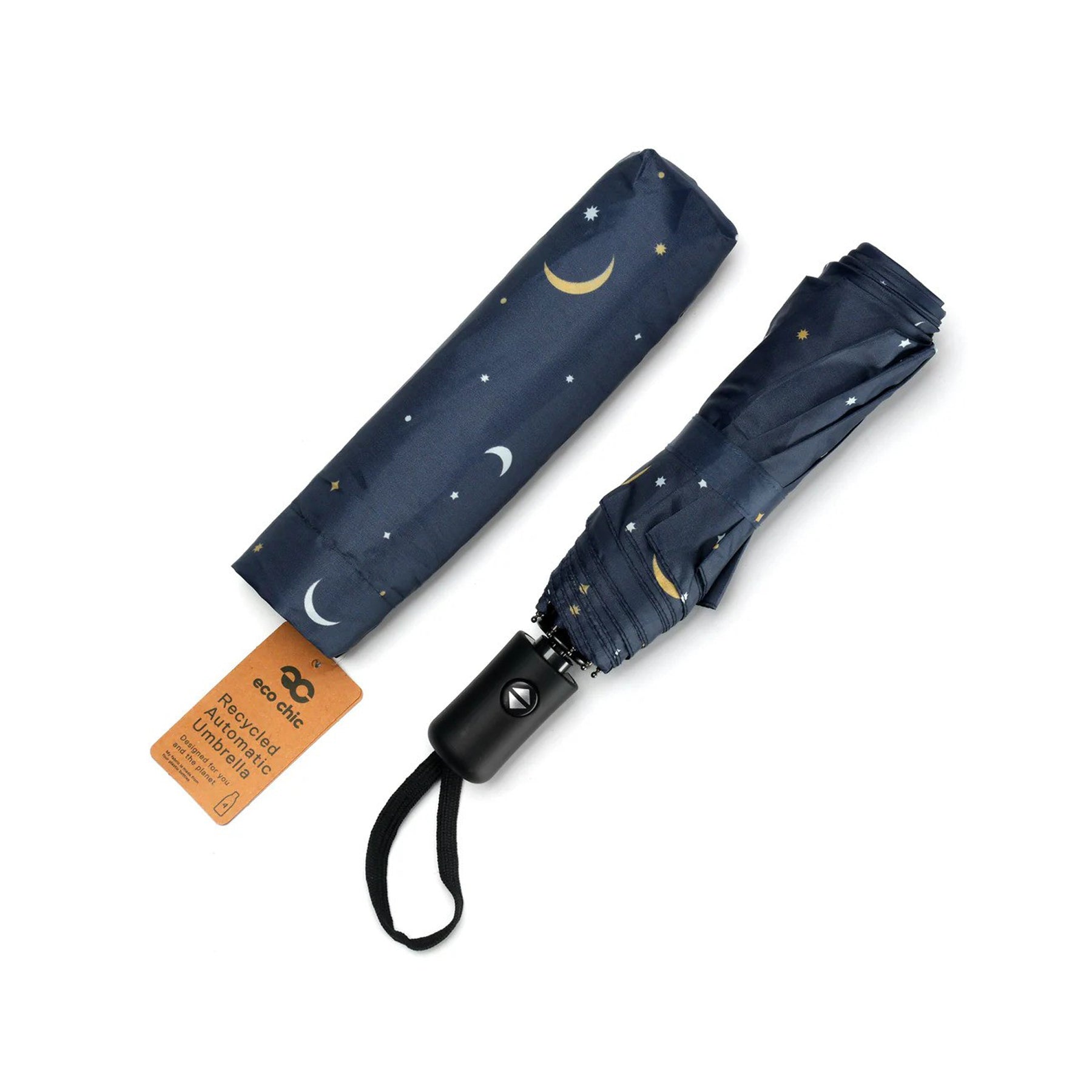 Folding automatic umbrella stars and moons