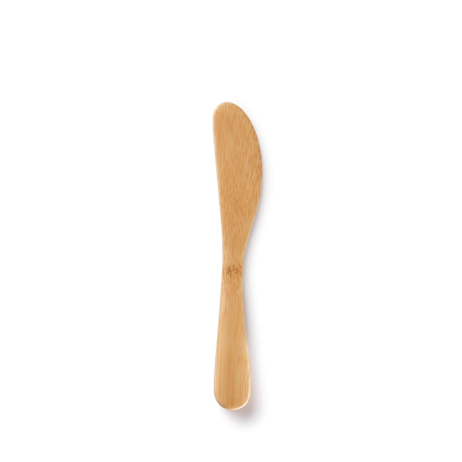 Bamboo spatula isolated on white background, eco-friendly kitchen utensil, wooden spatula top view, natural bamboo cooking tool, single wooden spreader flat lay