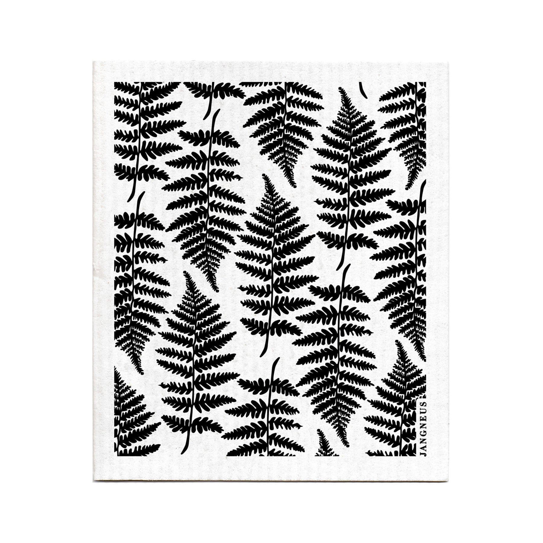 Black and white illustration of fern leaves, botanical print, nature-inspired home decor, minimalist plant artwork, textured paper background.