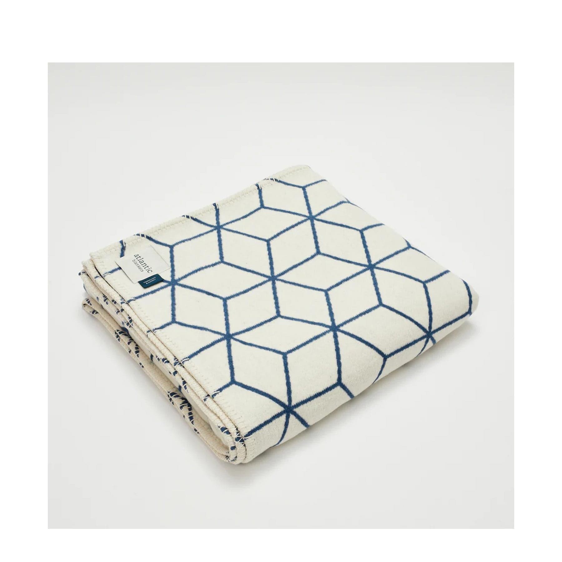 Blue geometric recycled cotton blanket