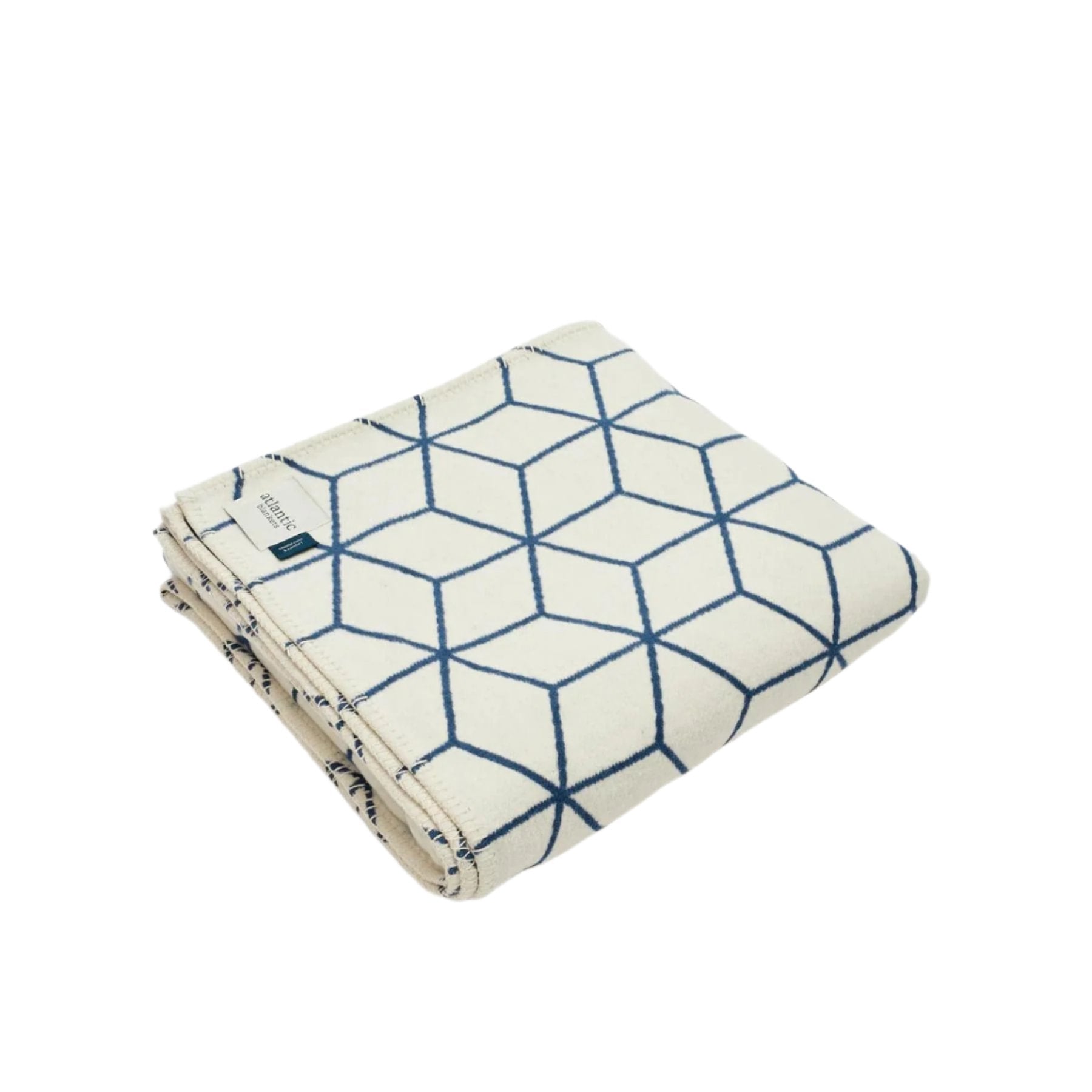 Blue geometric recycled cotton blanket
