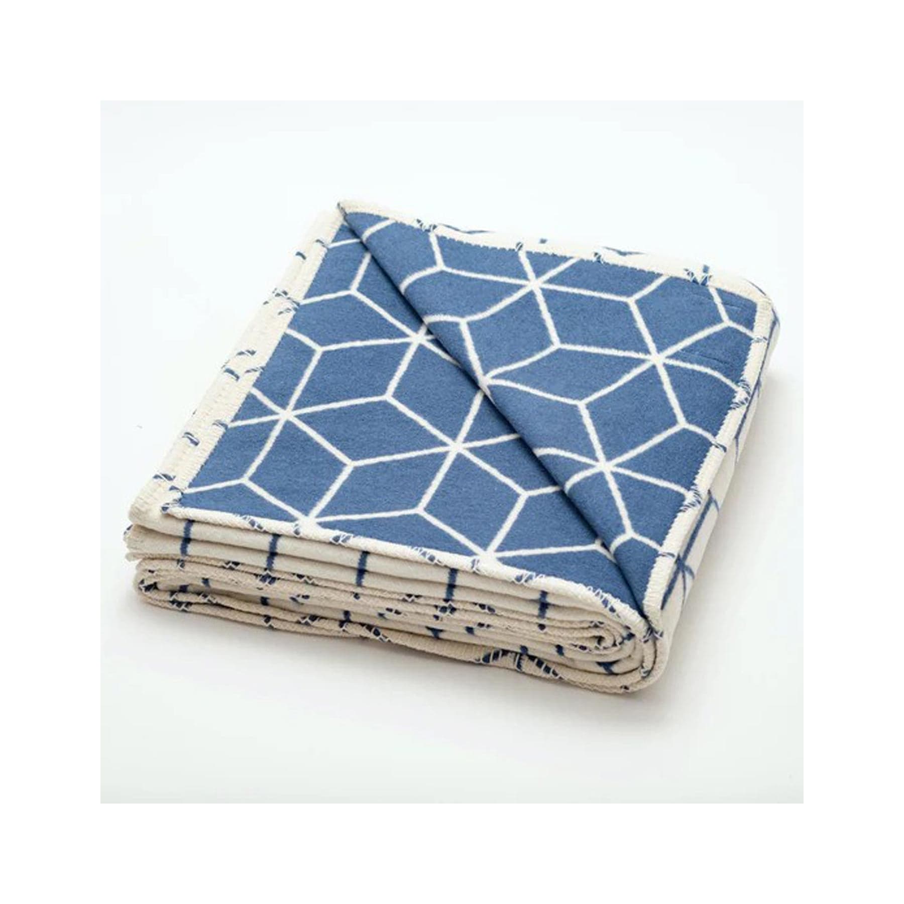 Blue geometric recycled cotton blanket