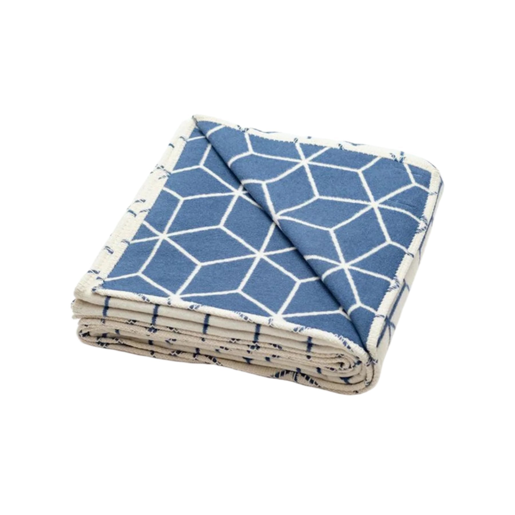 Blue geometric recycled cotton blanket