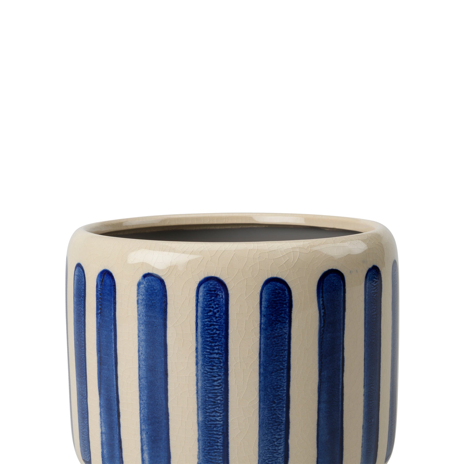 Collector glazed pot blue stripe