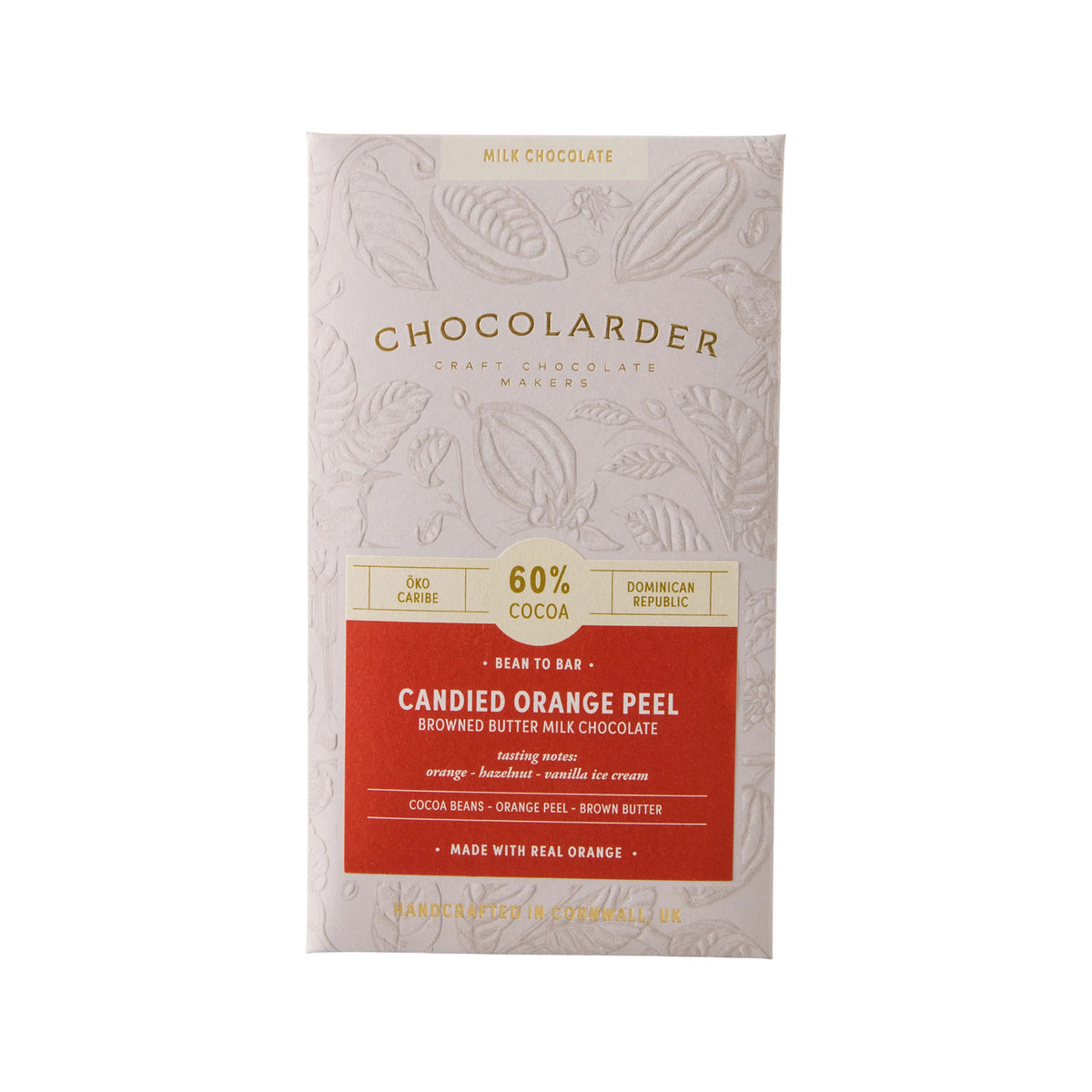 Candied orange peel 60% milk chocolate bar