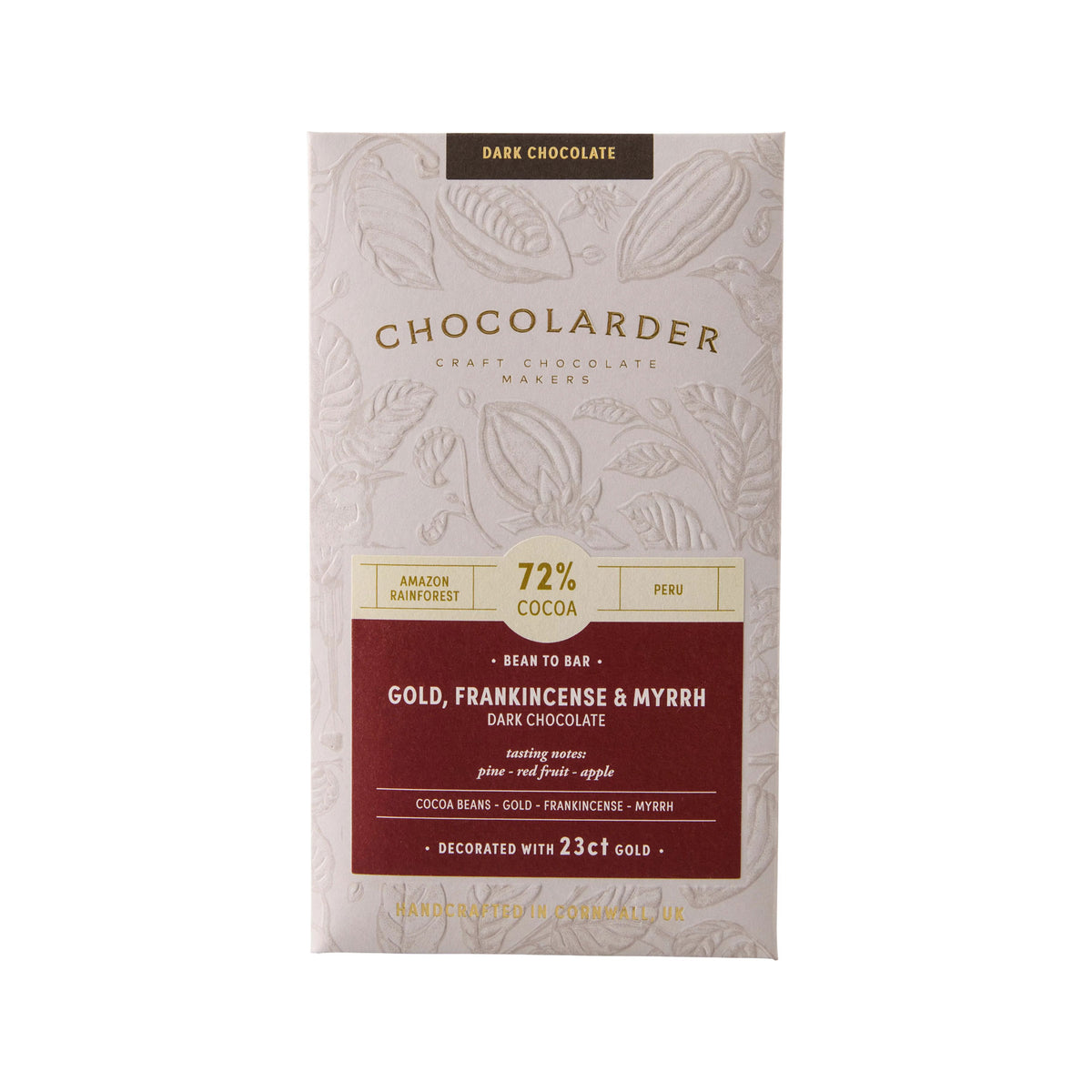 Gold, frankincense & myrrh 72% dark chocolate bar