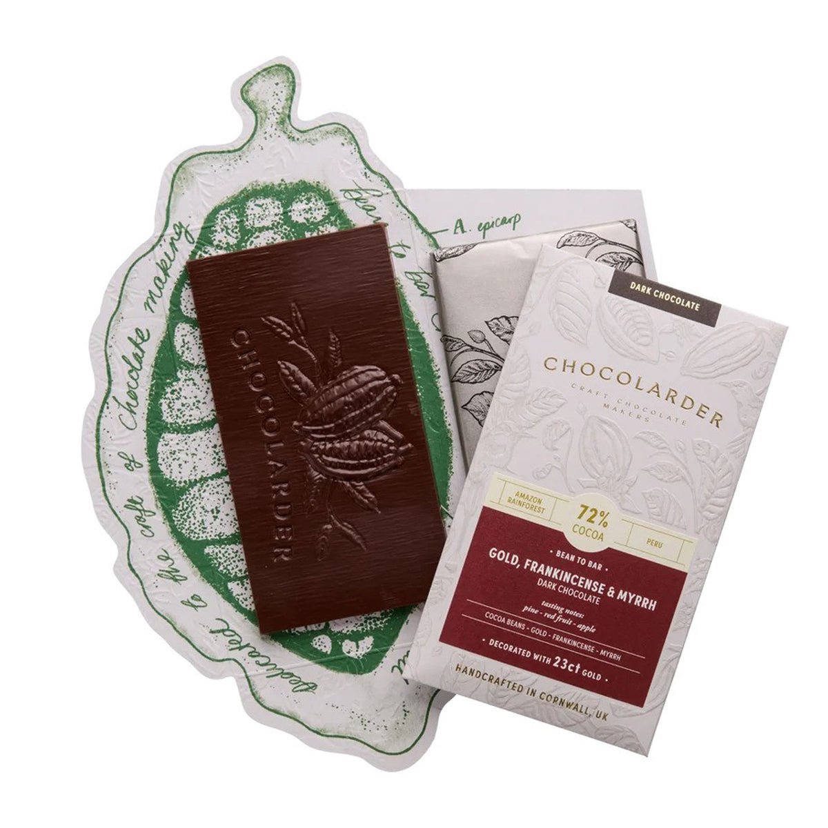 Gold, frankincense & myrrh 72% dark chocolate bar