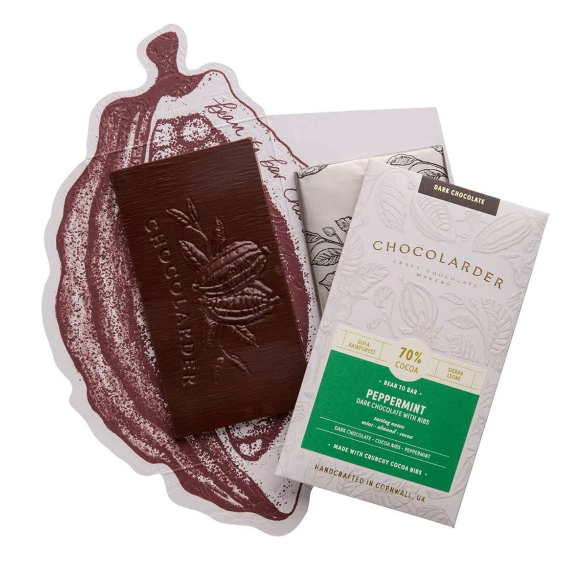 Peppermint 70% dark chocolate bar
