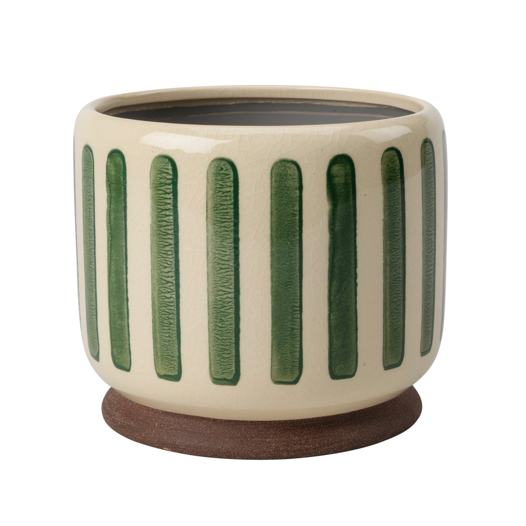 Collector glazed pot green stripe