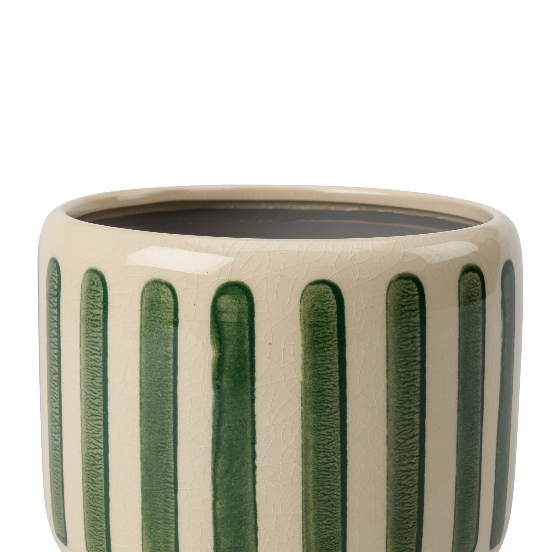 Collector glazed pot green stripe