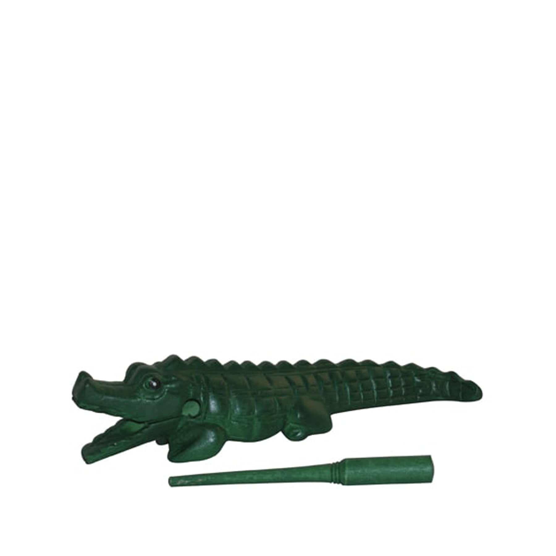 Green crocodile with stick