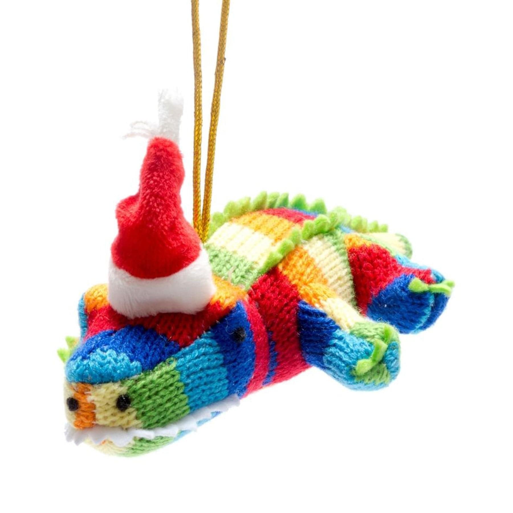 Knitted crocodile hanging decoration