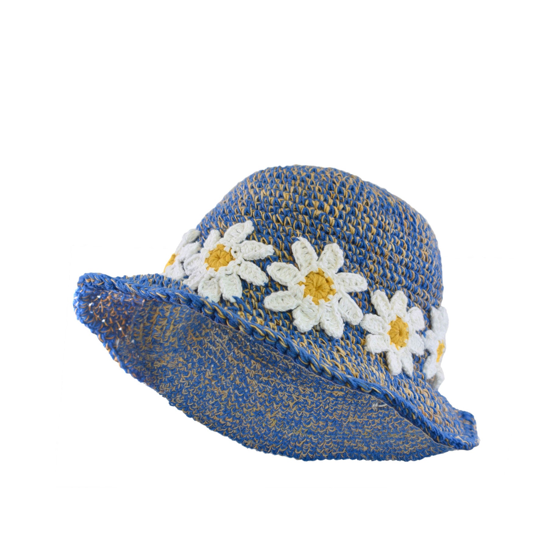 Daisy chain denim hemp & cotton sun hat