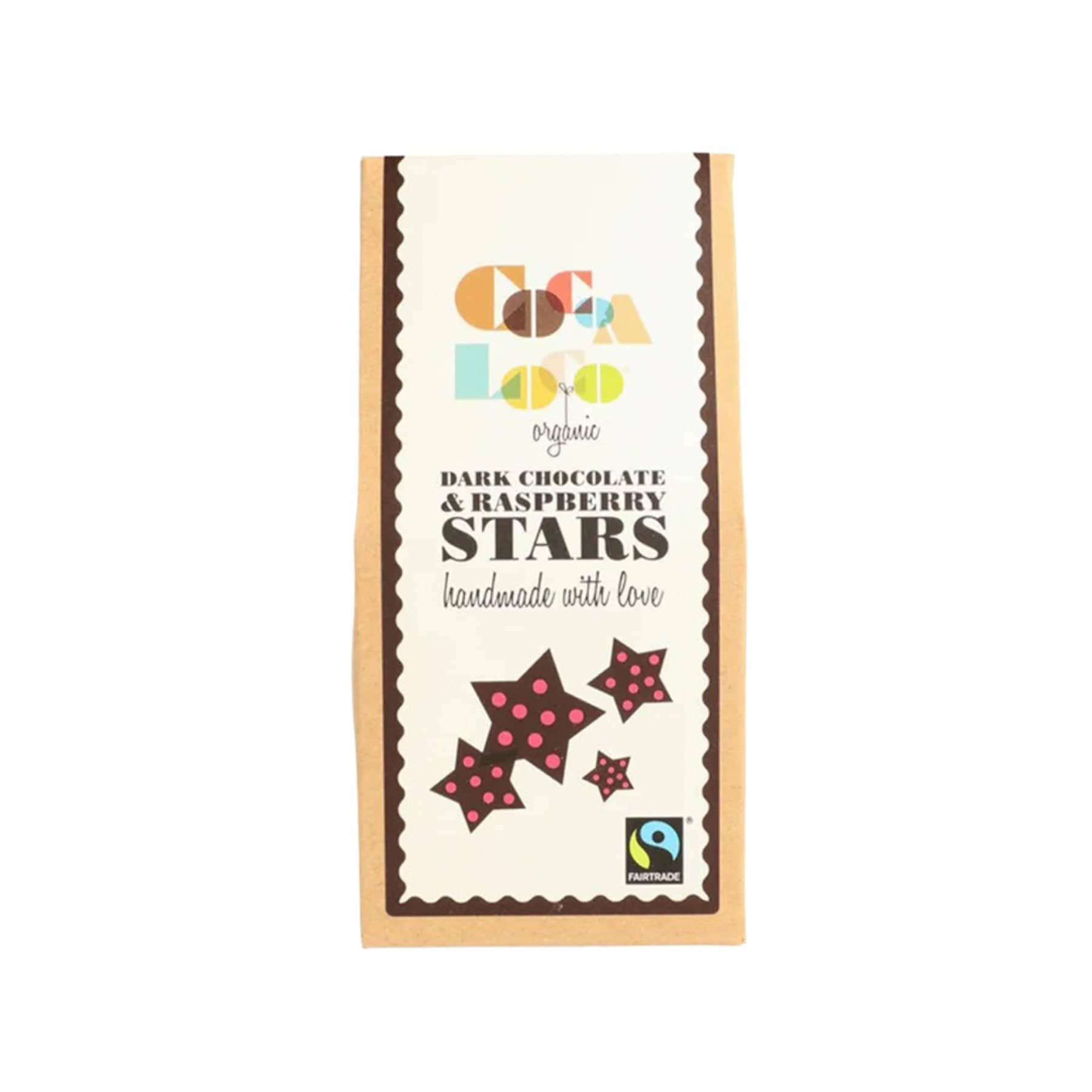 Dark chocolate & raspberry stars 100g