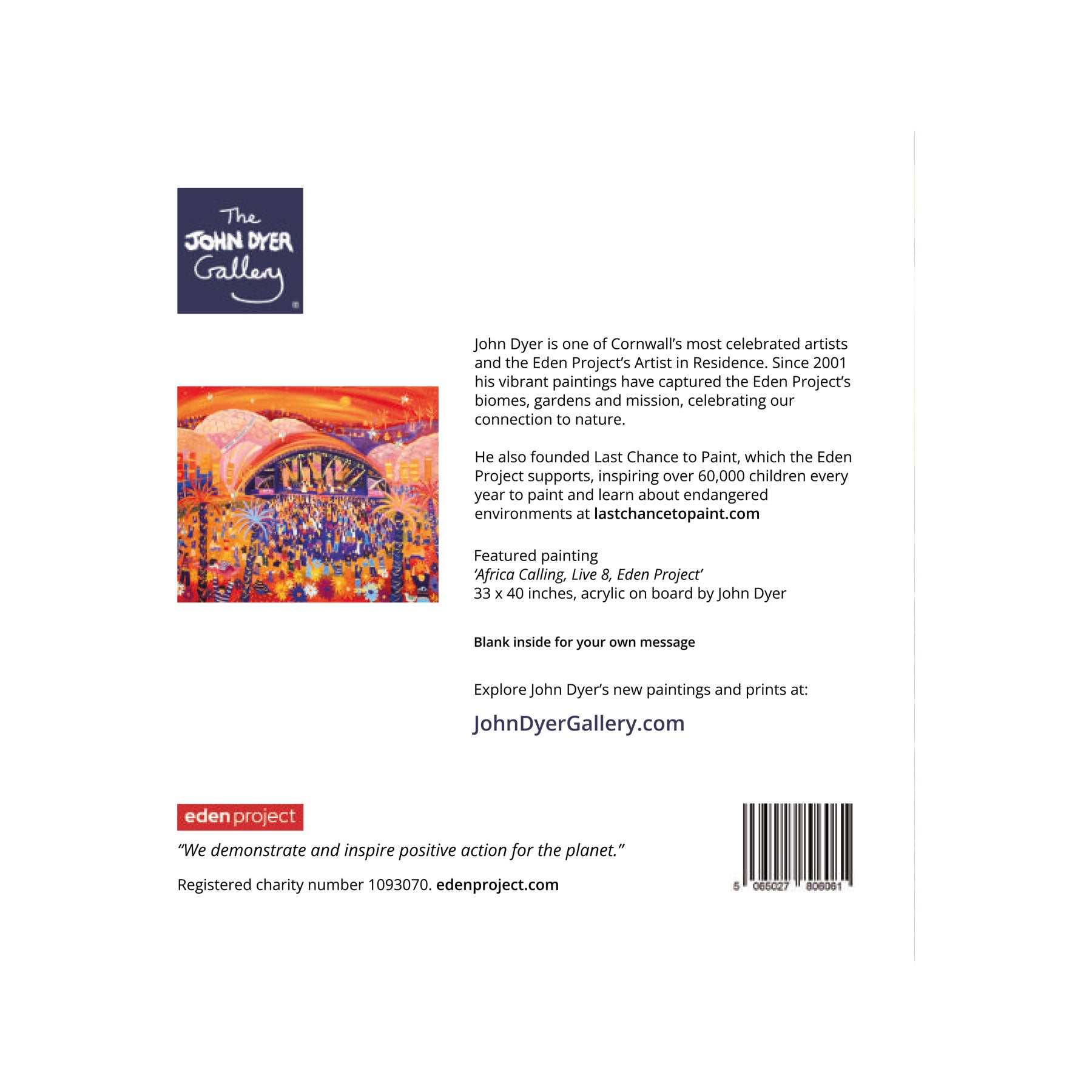 Africa calling live 8, Eden Project greetings card