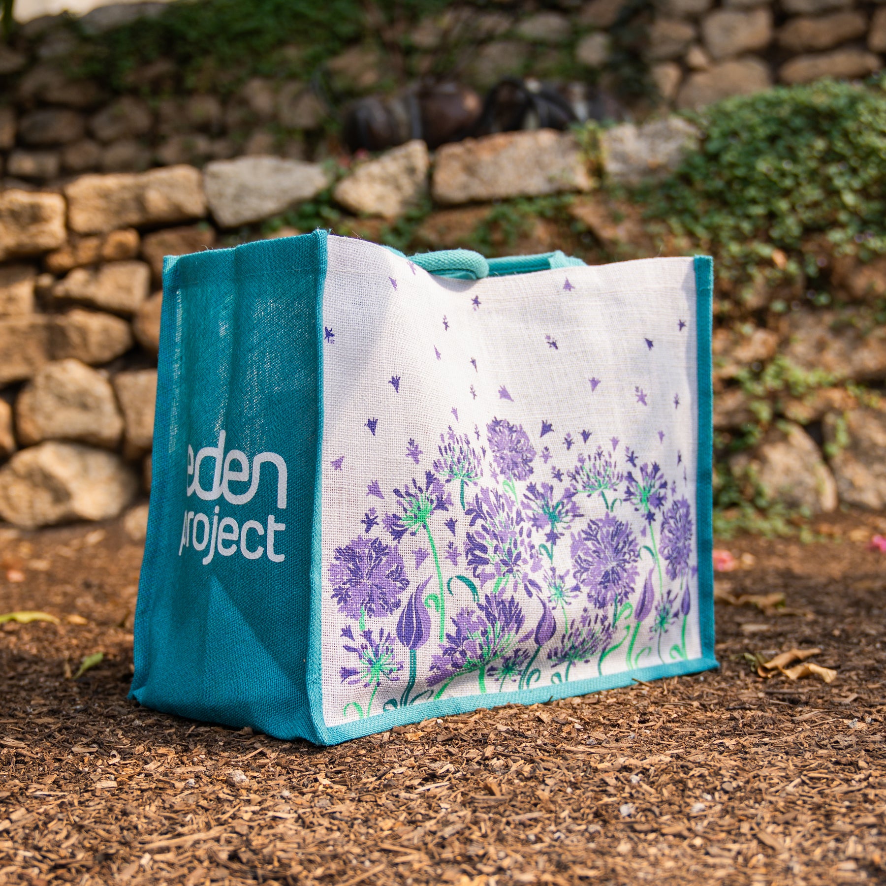 Extra large agapanthus jute bag