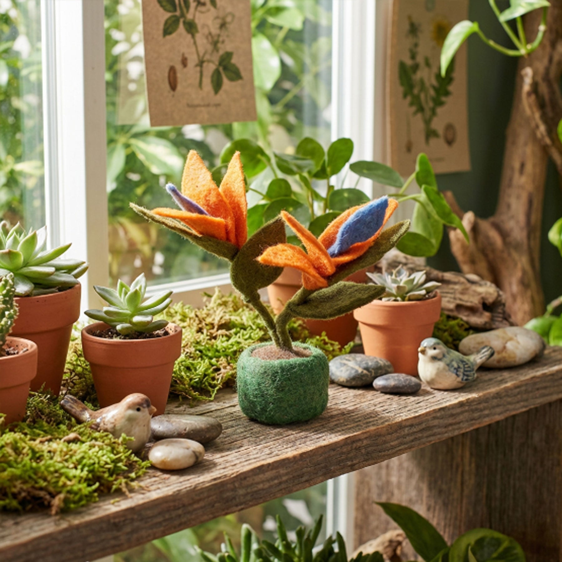 Felt bird of paradise plant decoration