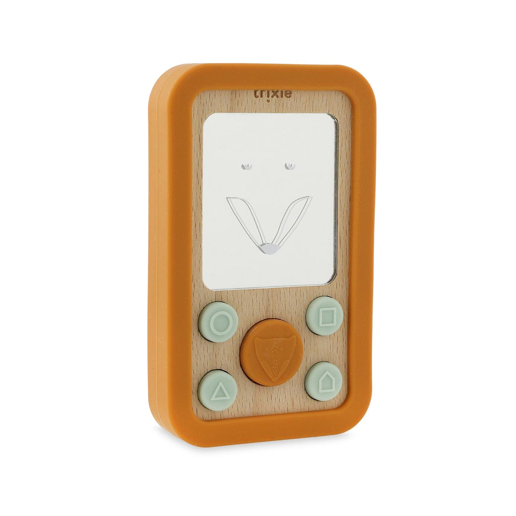 Wooden silicone baby phone - fox