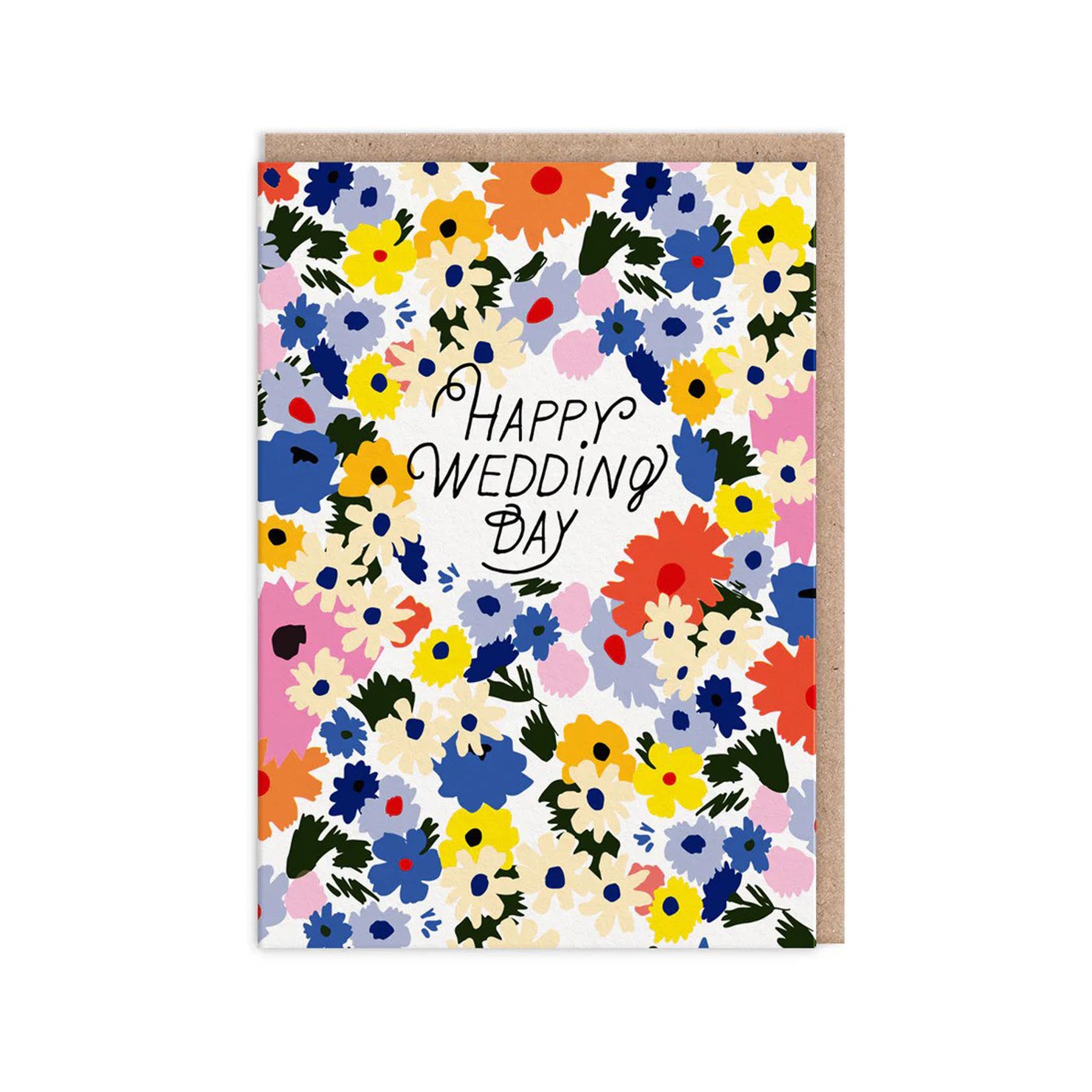 Happy wedding day floral wedding card