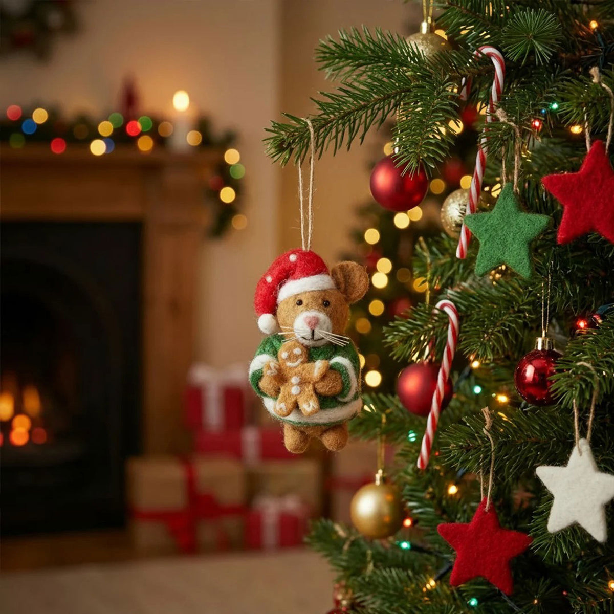 Harvey the Christmas hamster hanging decoration