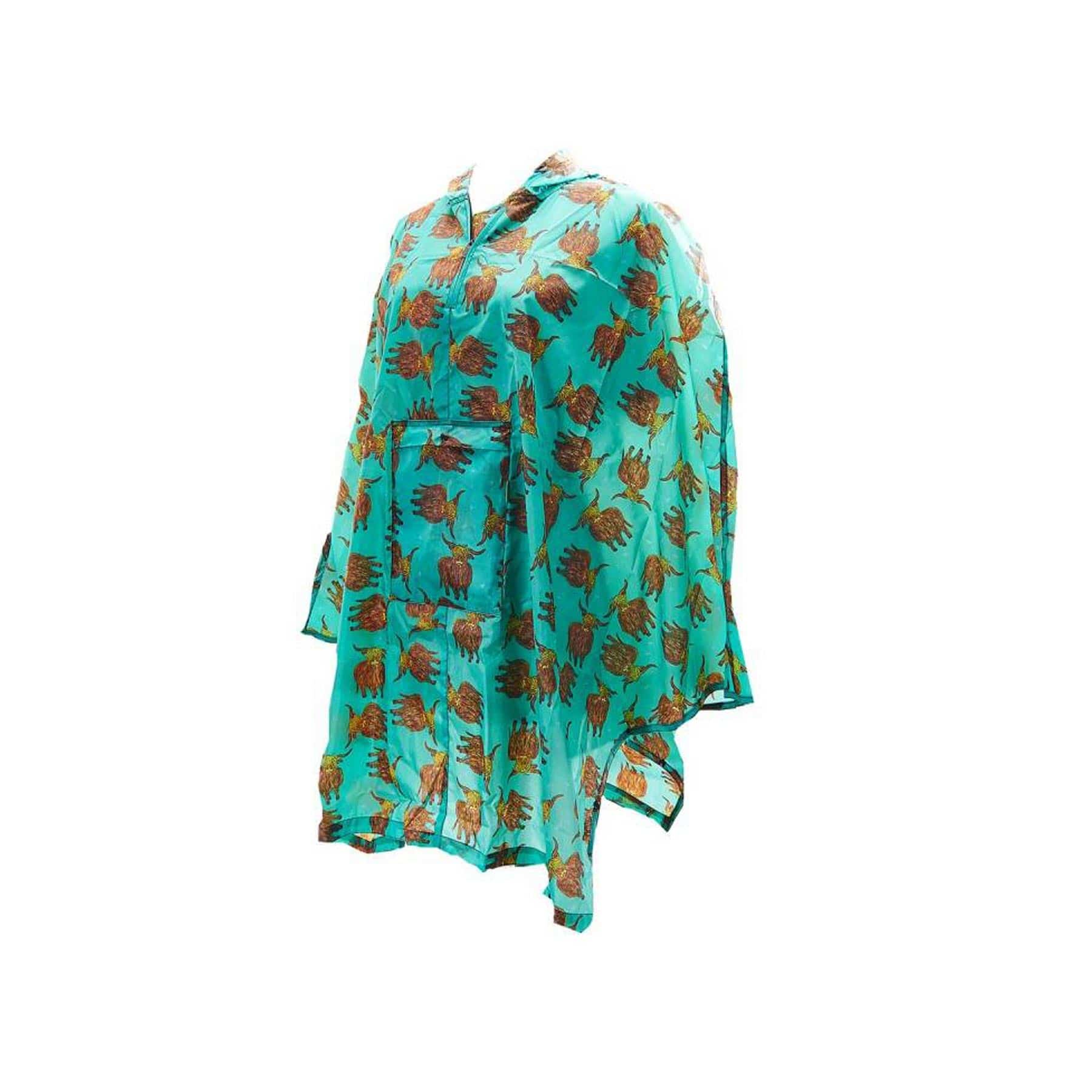 Waterproof foldable adult poncho highland cow