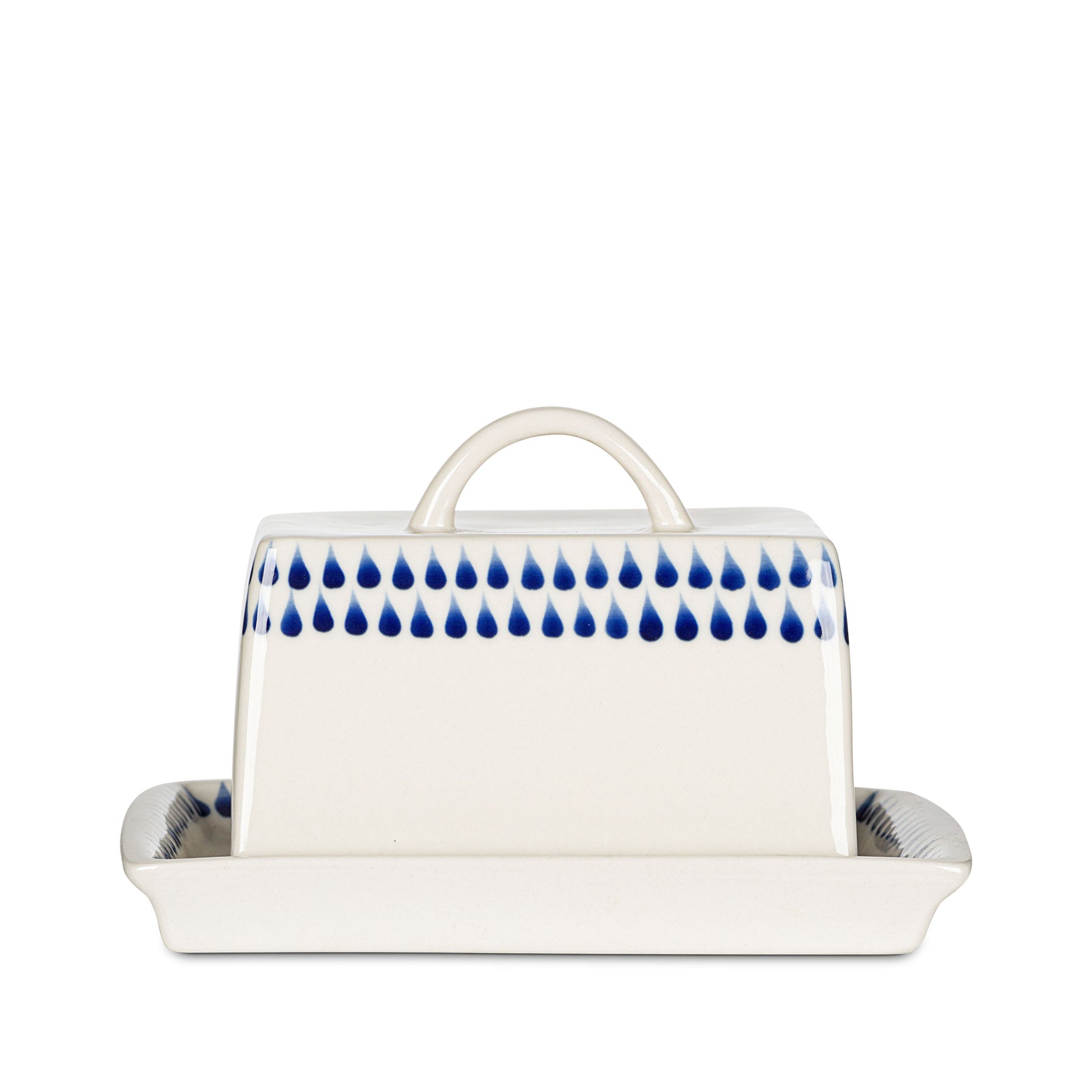 Indigo drop butter dish