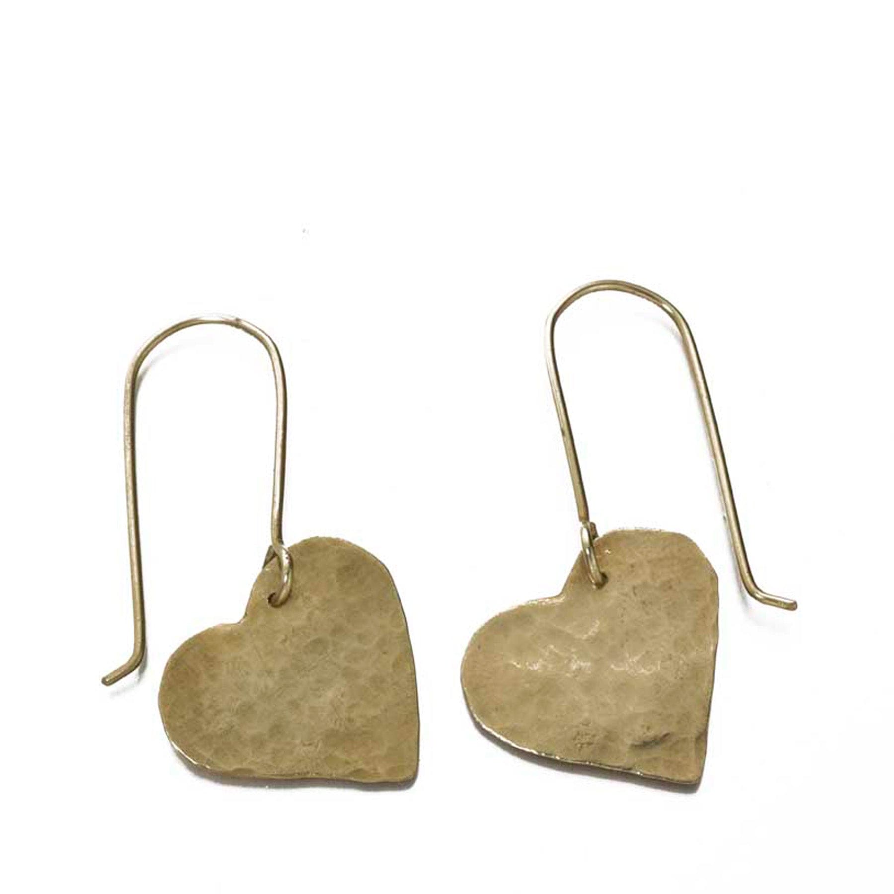 Brass heart earrings