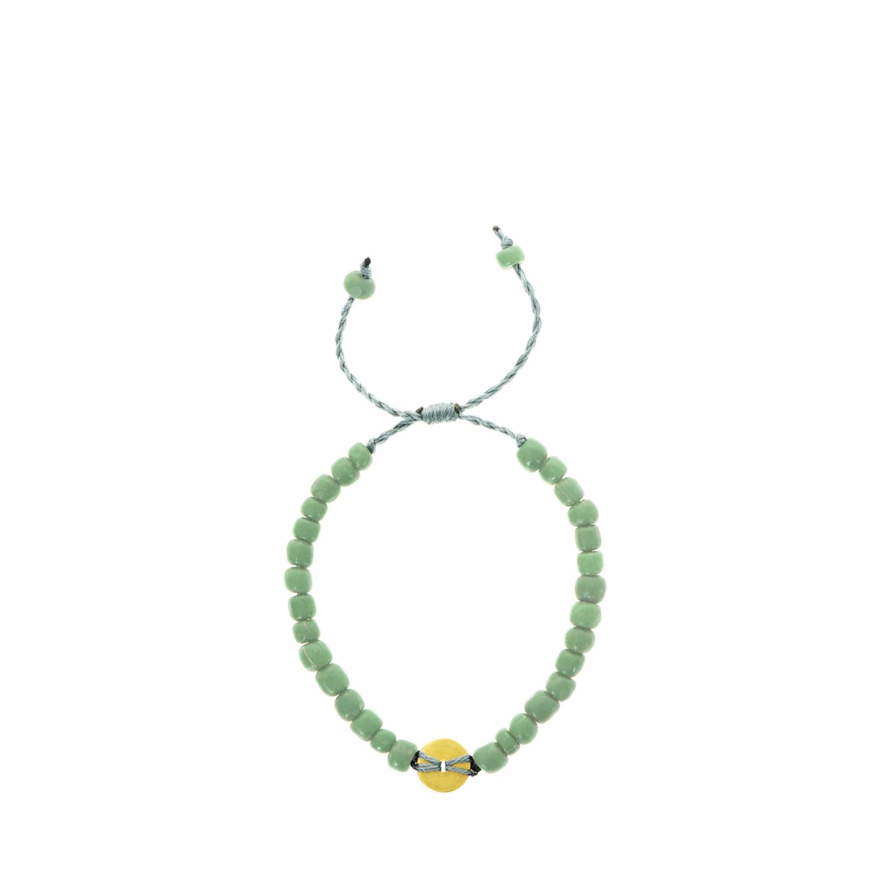Earth disc bracelet pale green