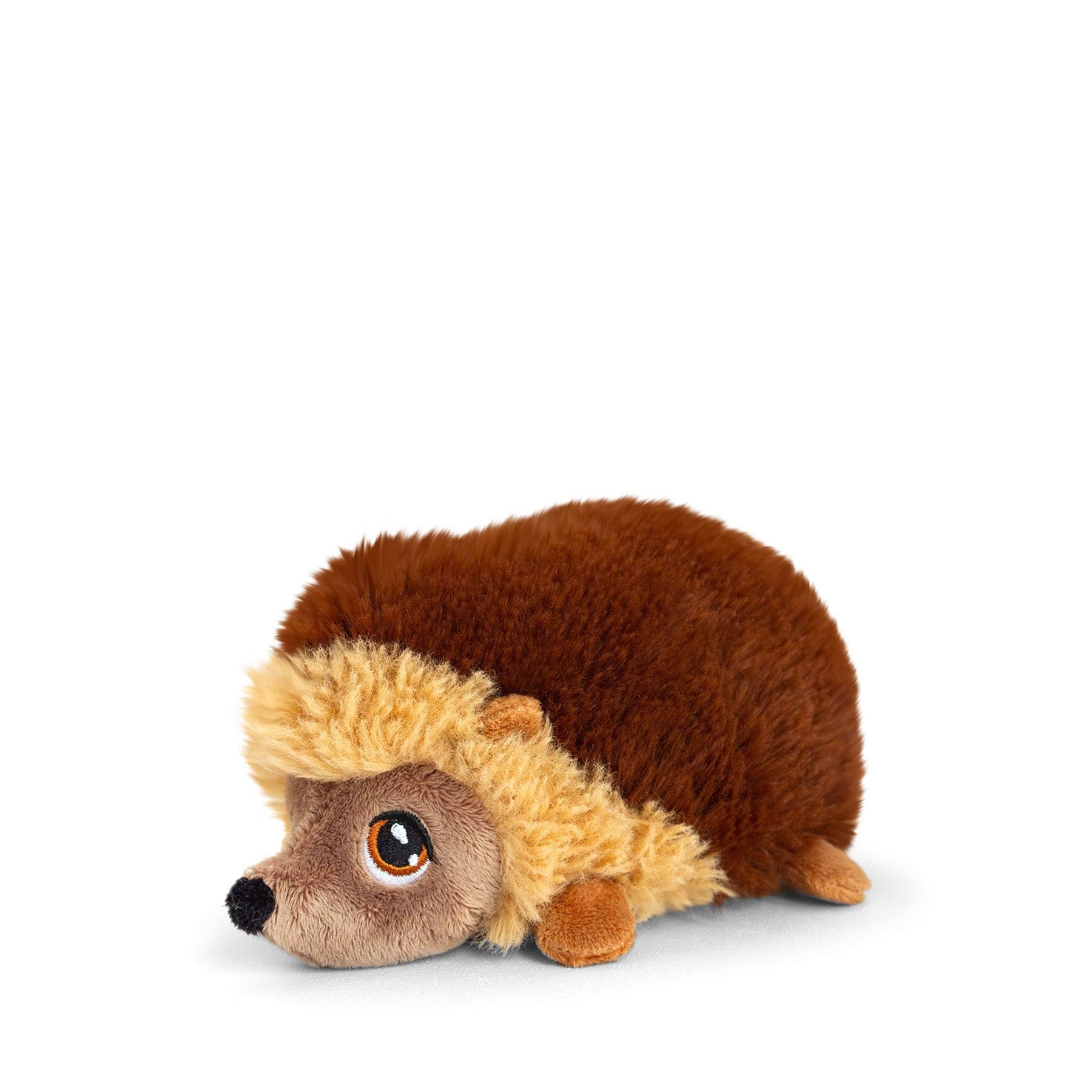 Brown plush hedgehog toy isolated on white background