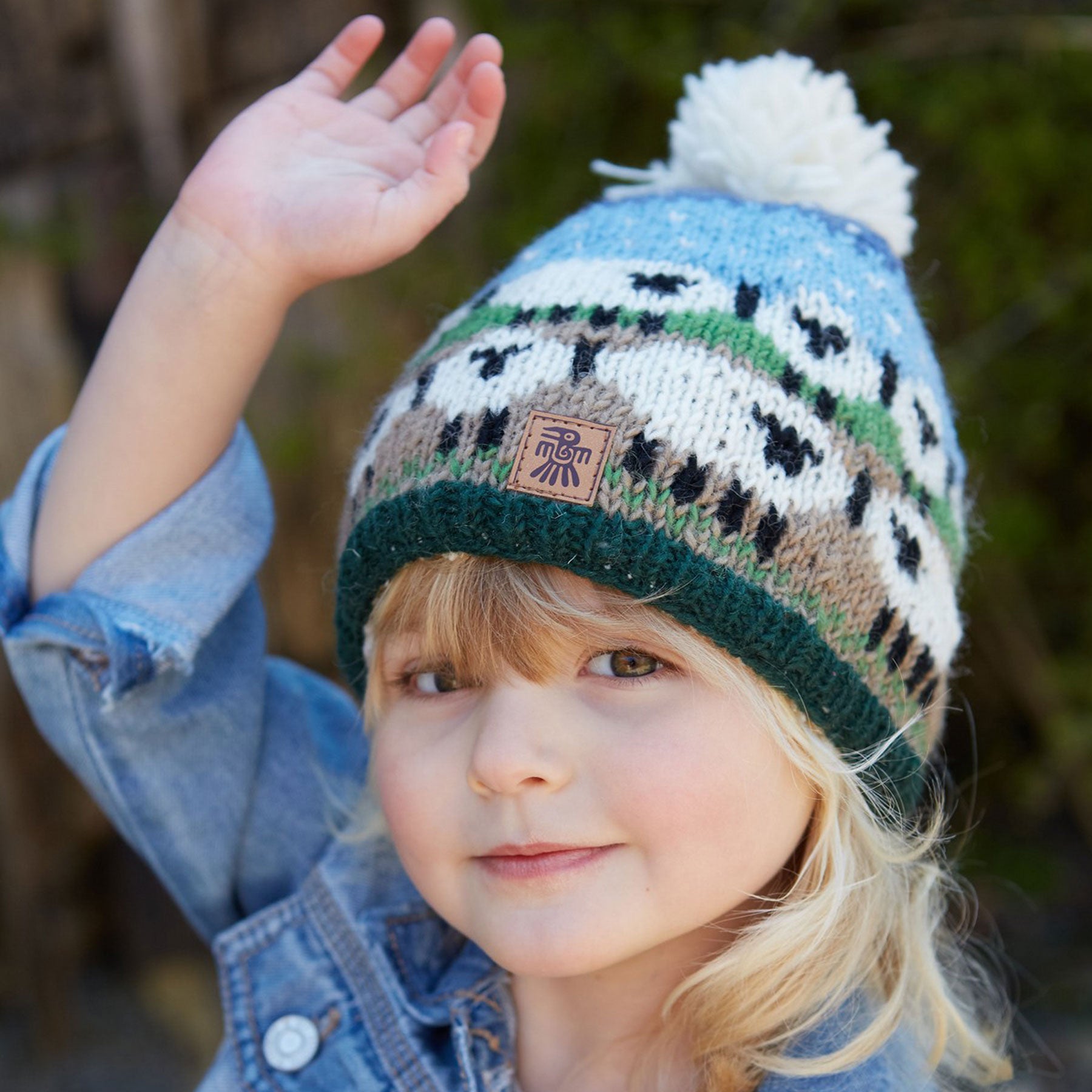 Kids snowy sheep bobble beanie