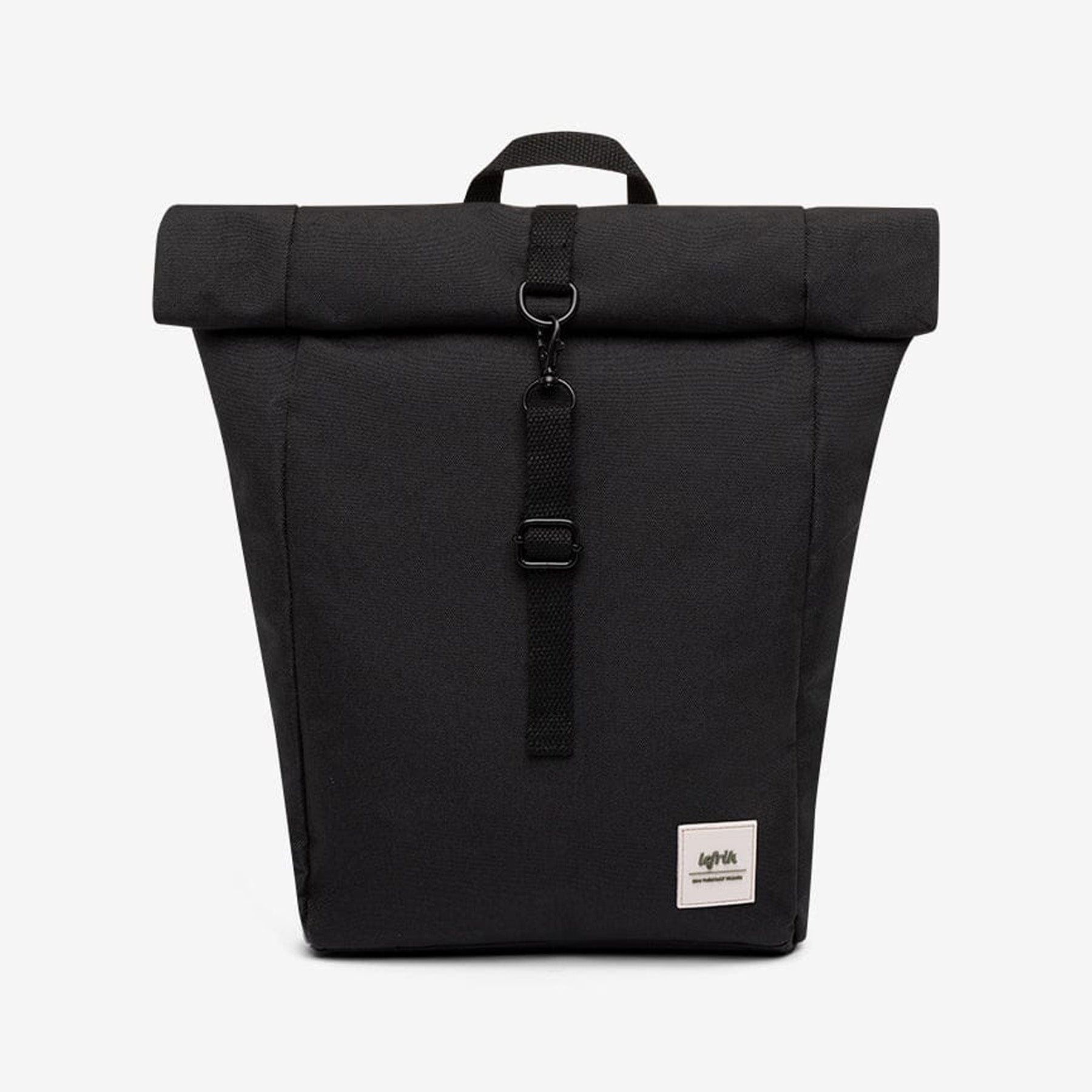 Roll top mini backpack black
