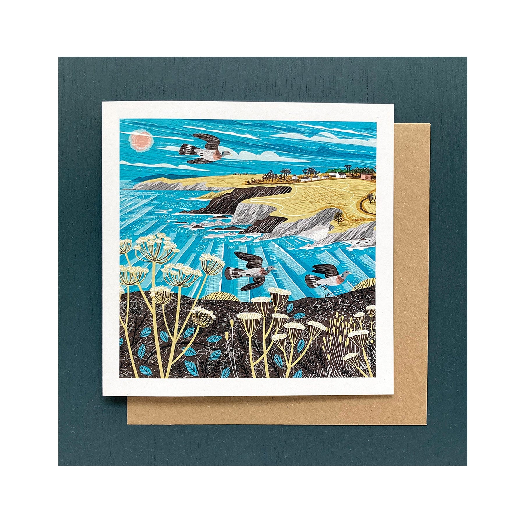 Maenporth coast path greetings card