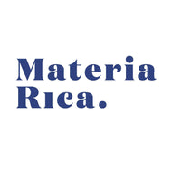 Materia Rica logo in blue serif font on a white background