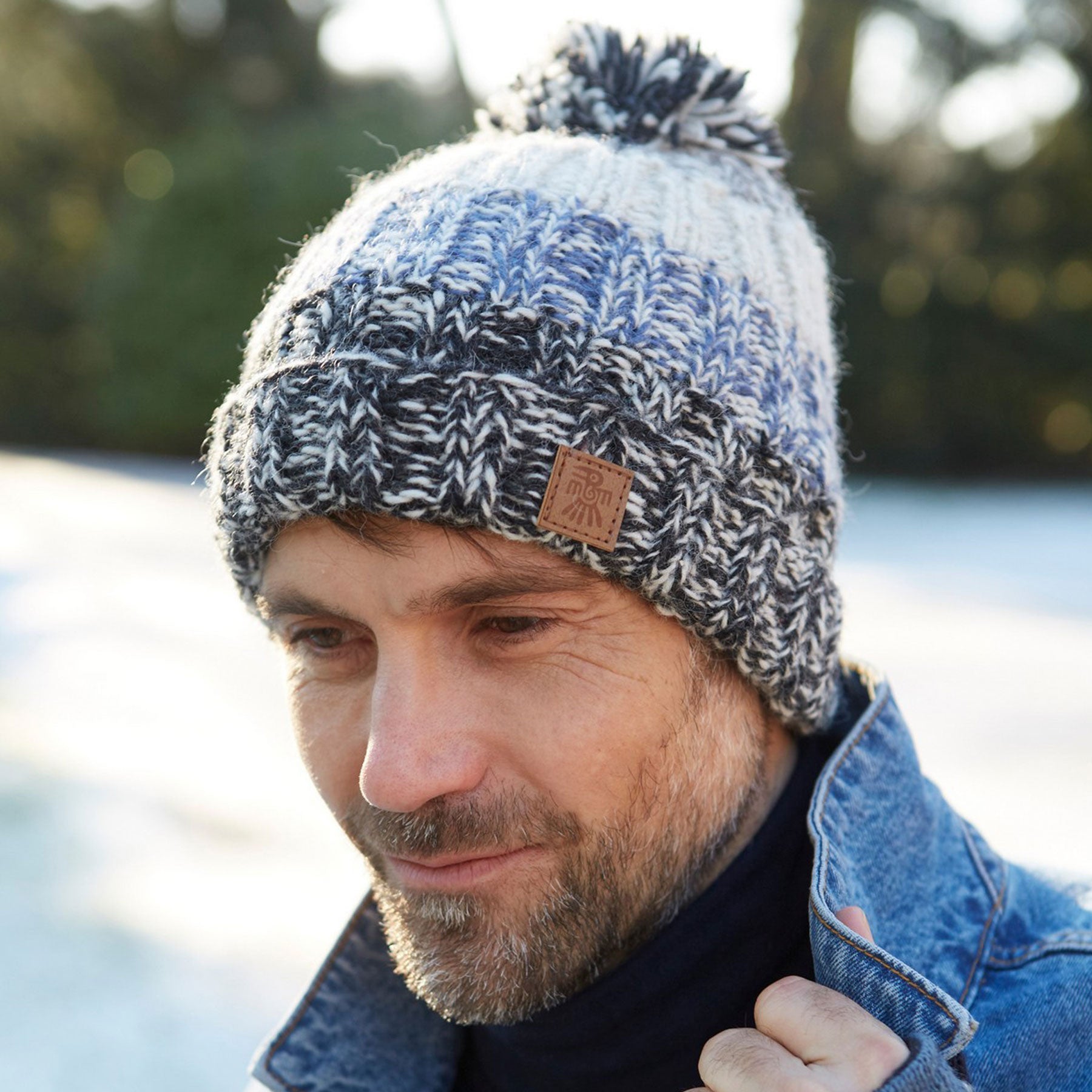 Mens bruges blue bobble beanie