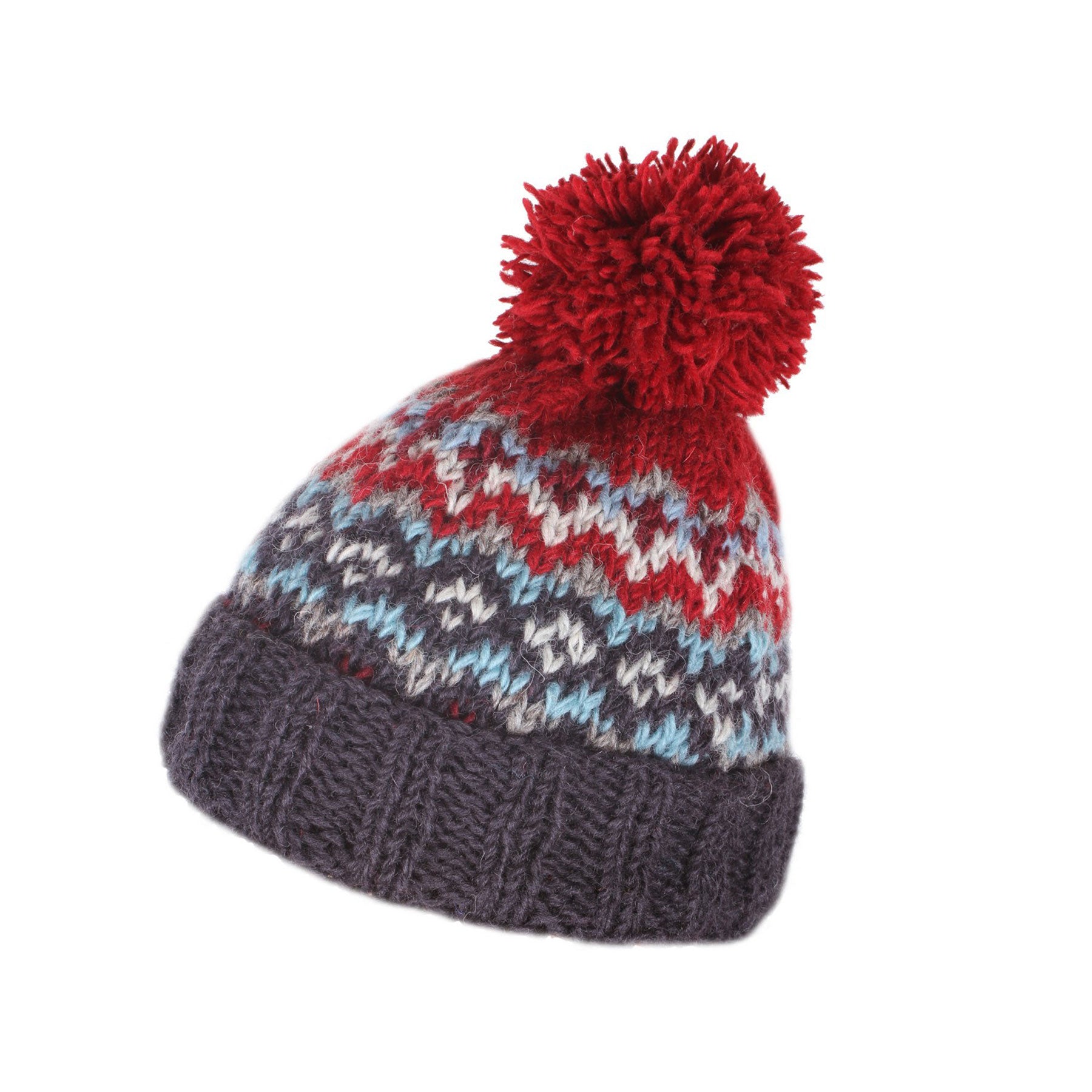 Mens clifden bobble beanie red