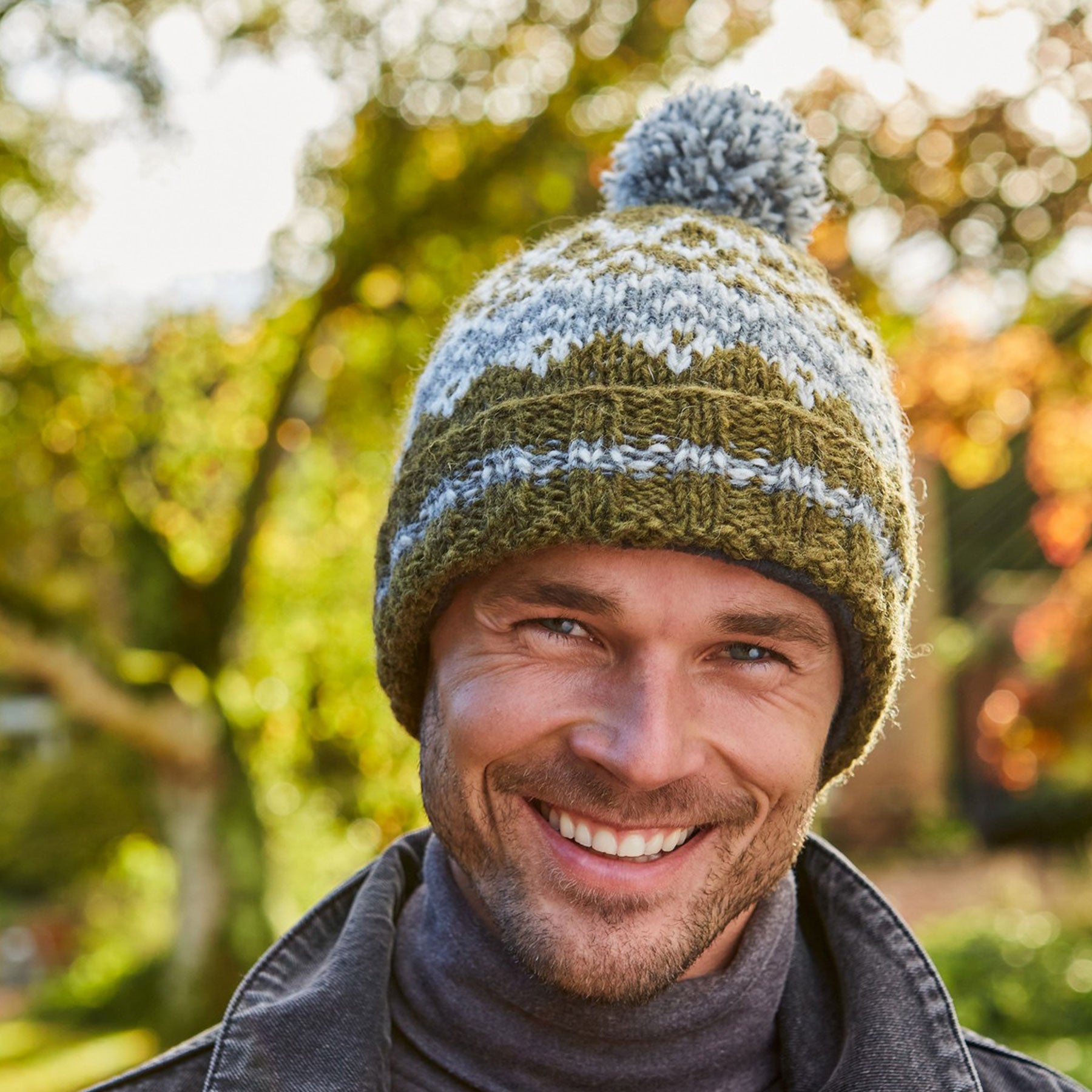 Mens jorvik moss bobble beanie