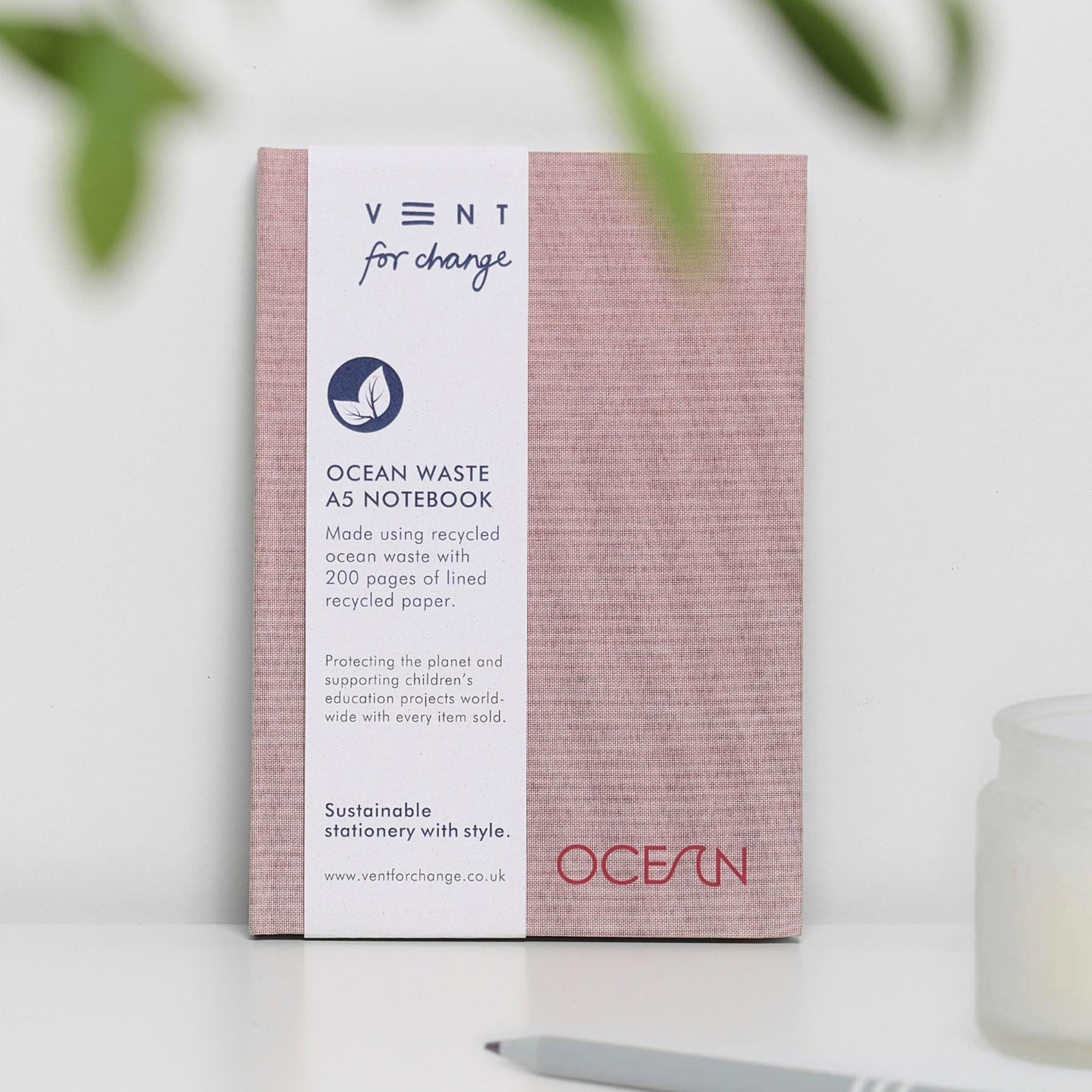 Ocean waste A5 notebook – coral pink
