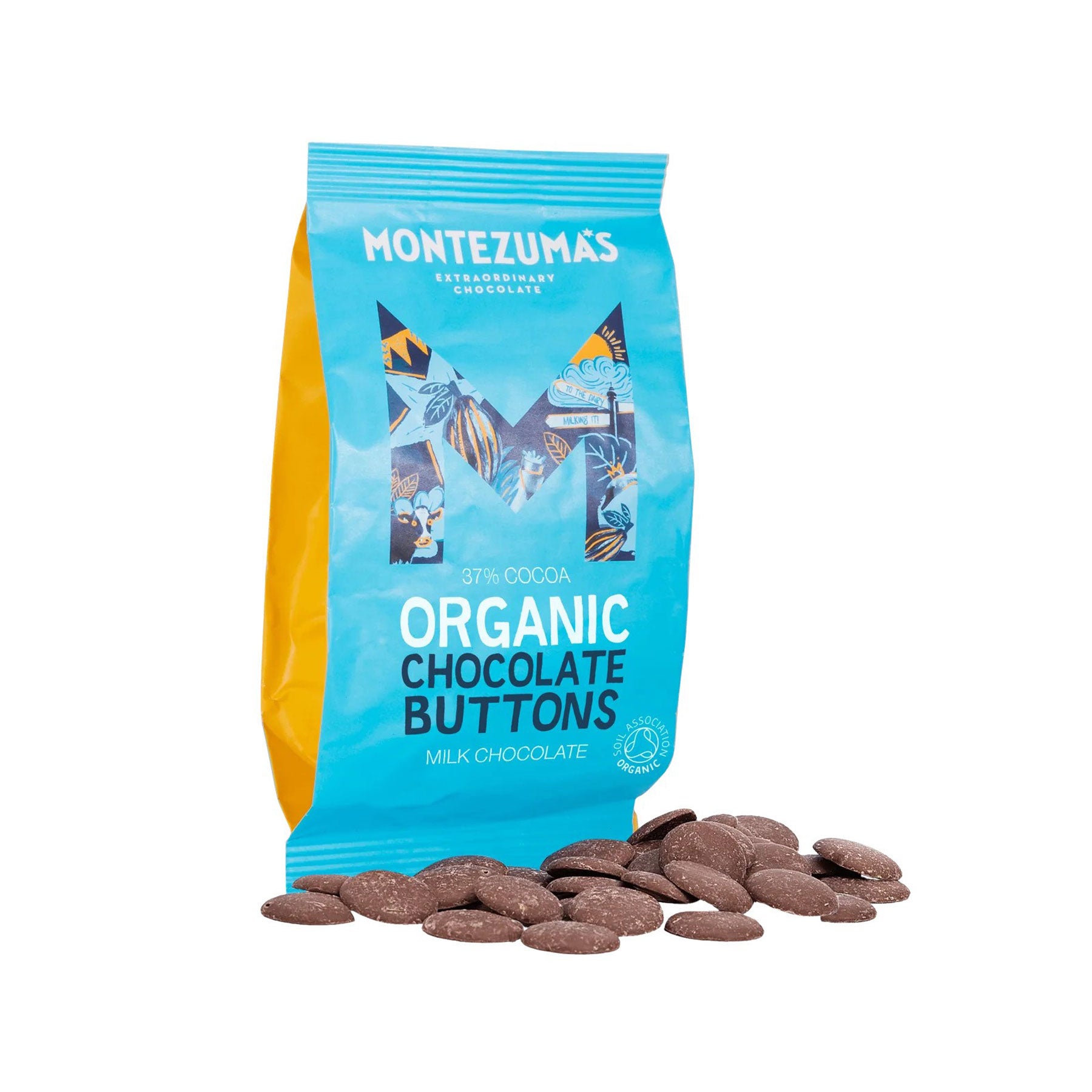 Organic 37% milk chocolate buttons 120g