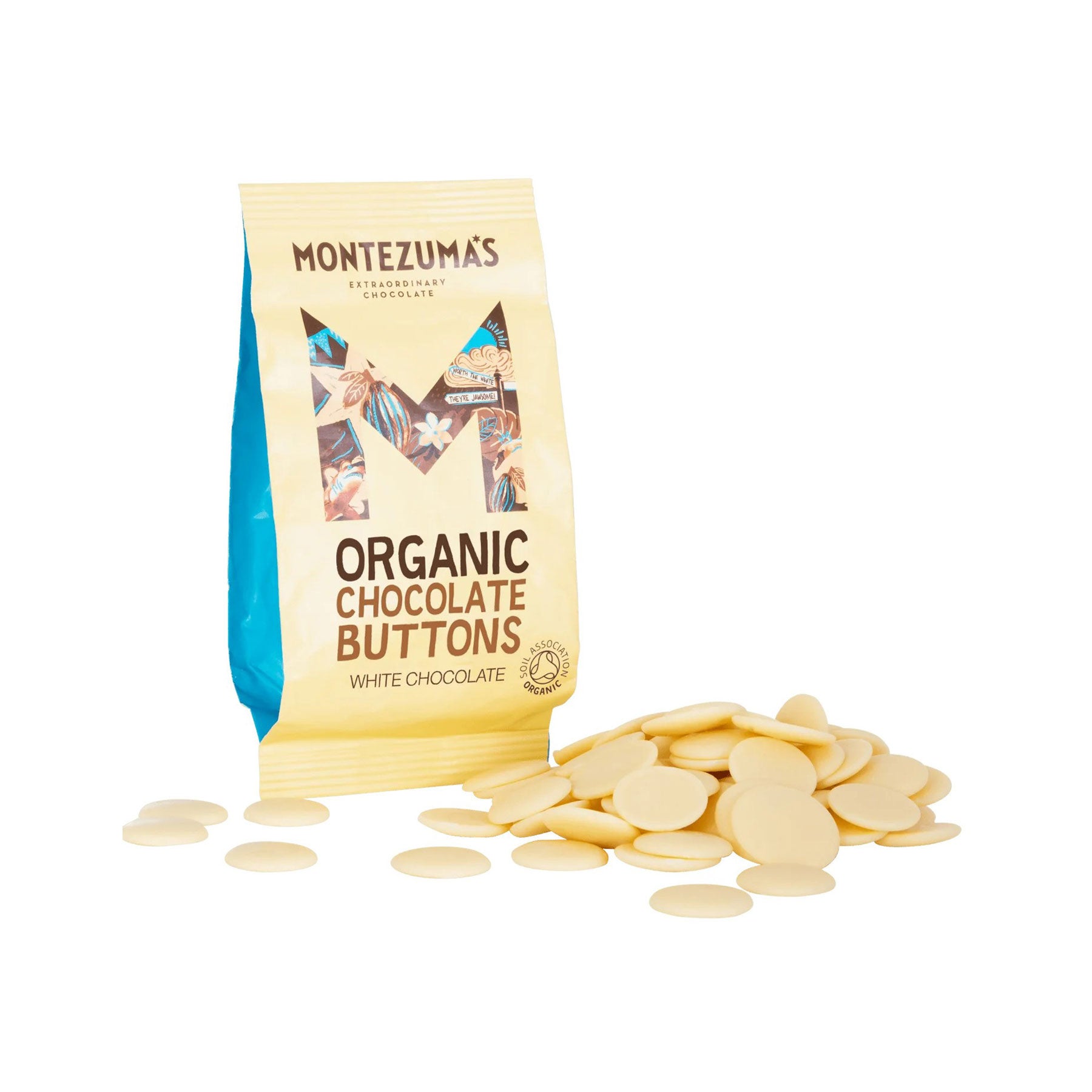Organic white chocolate buttons 120g