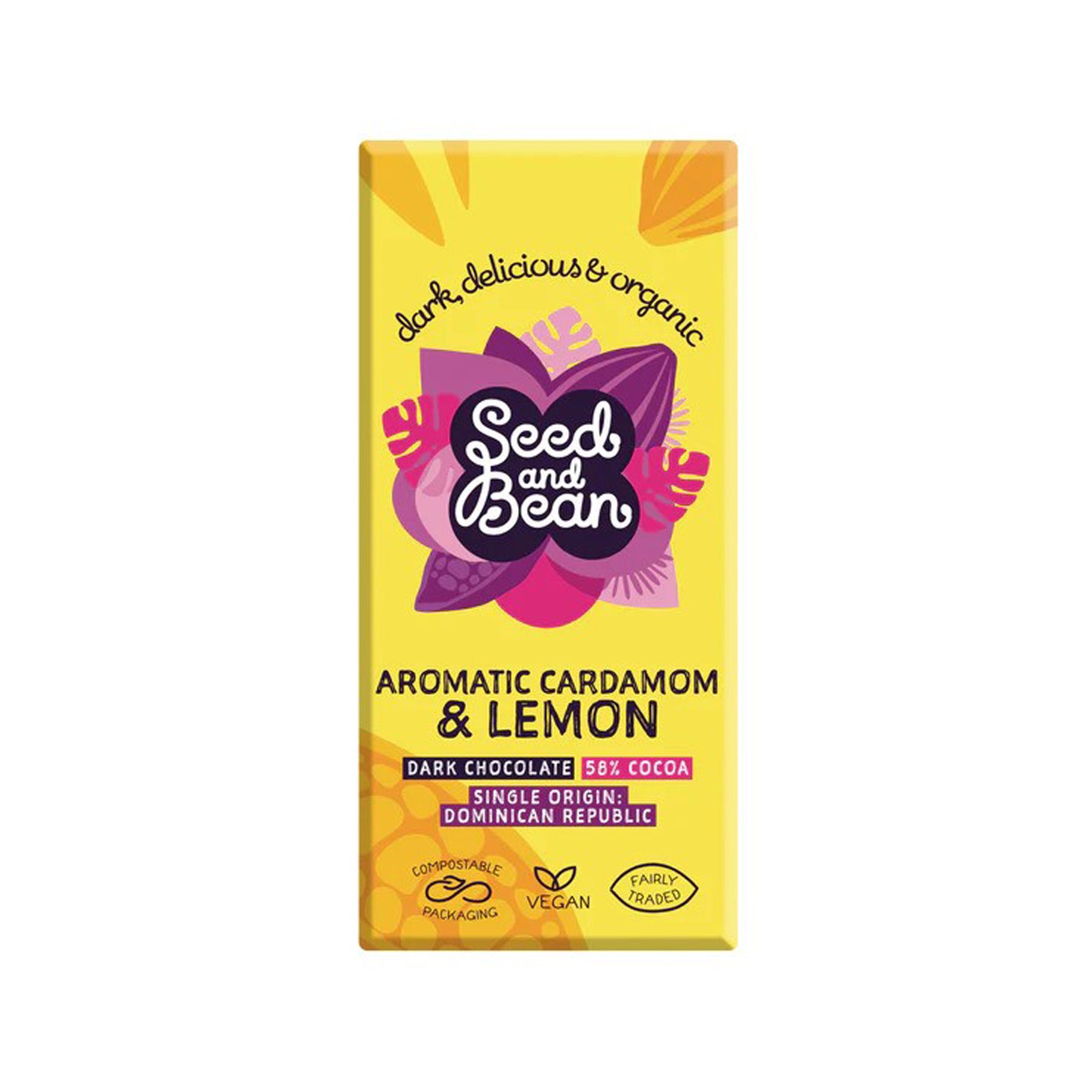Aromatic cardamom & lemon fine dark chocolate 75g