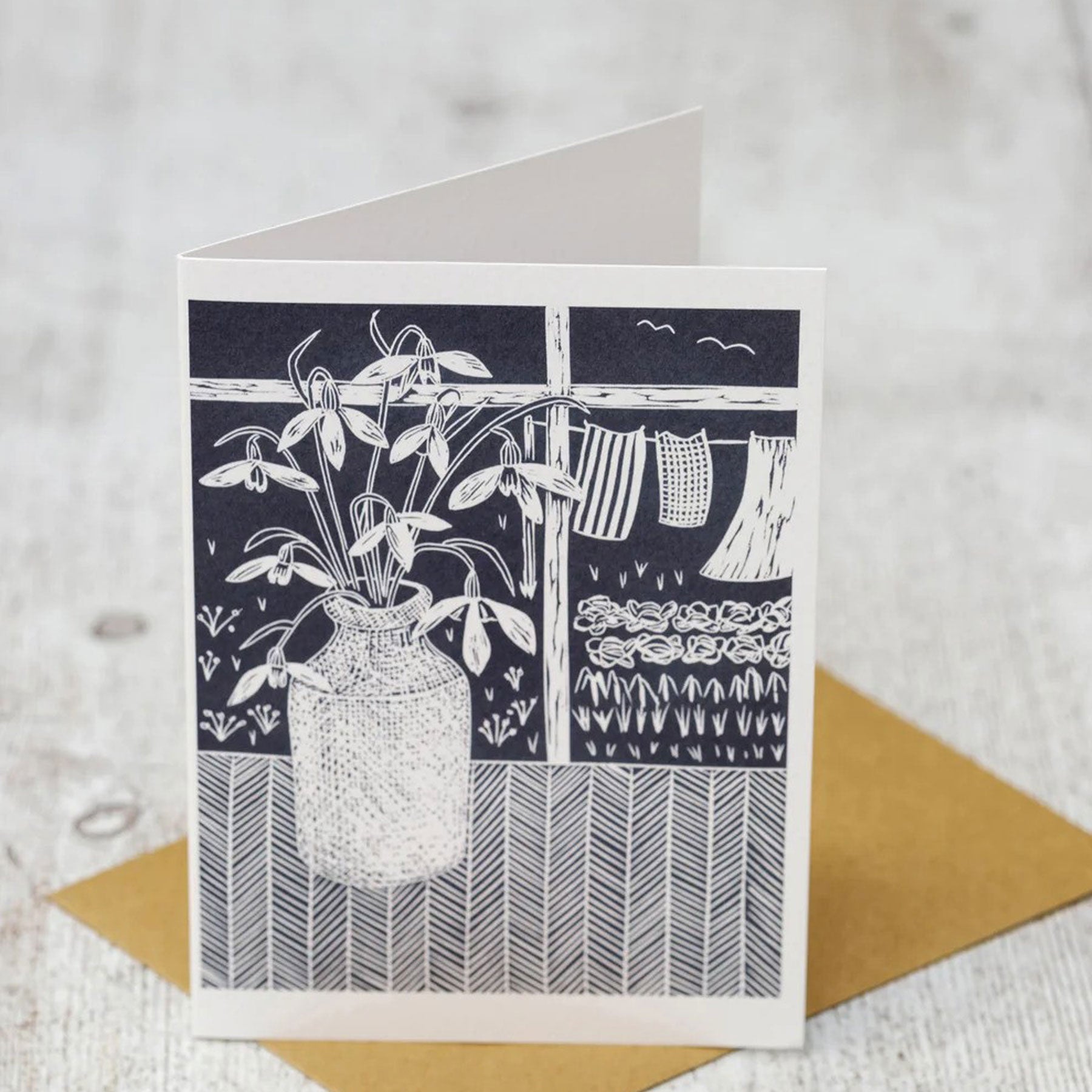 Snowdrops in the window greetings card