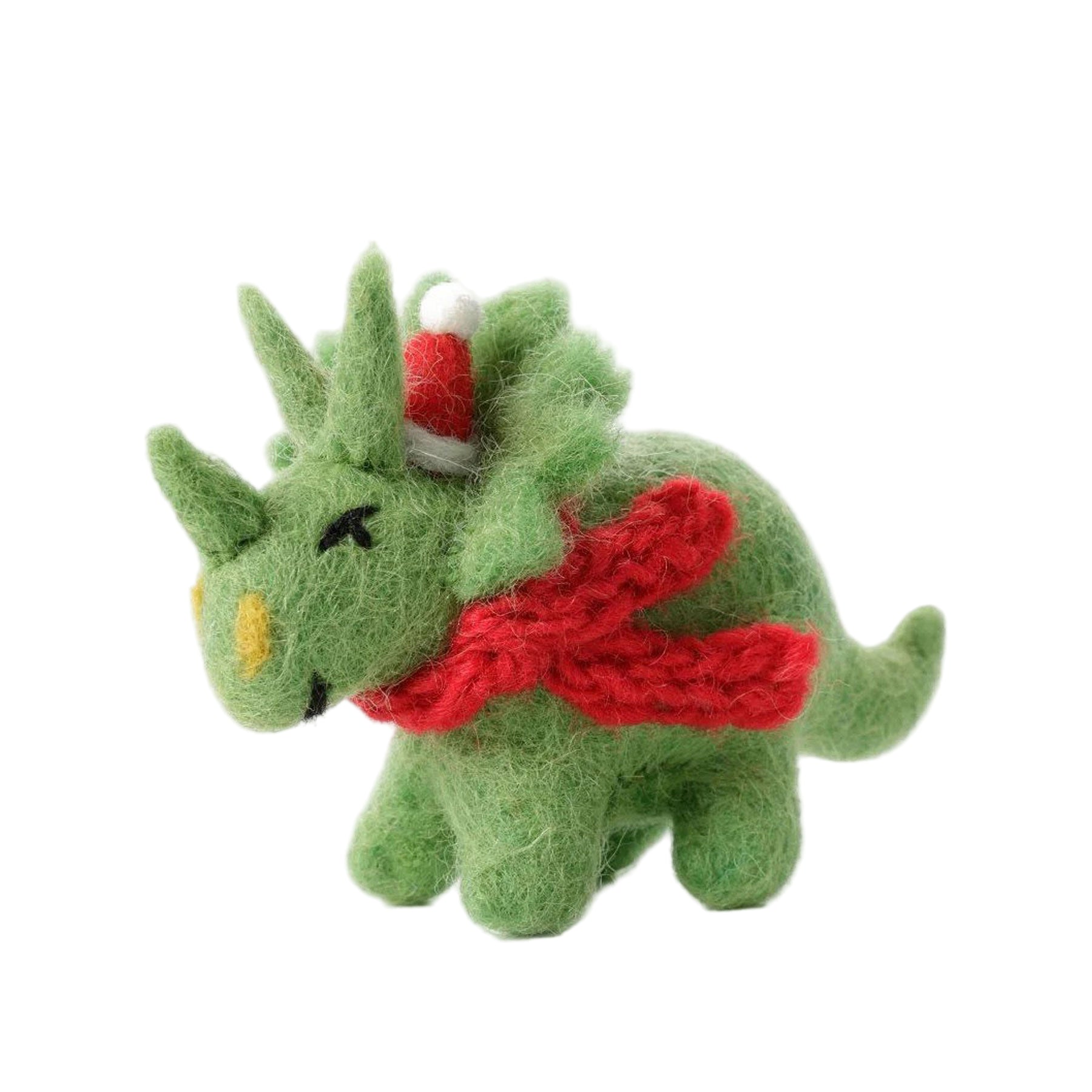 Triceratops in hat and scarf hanging decoration