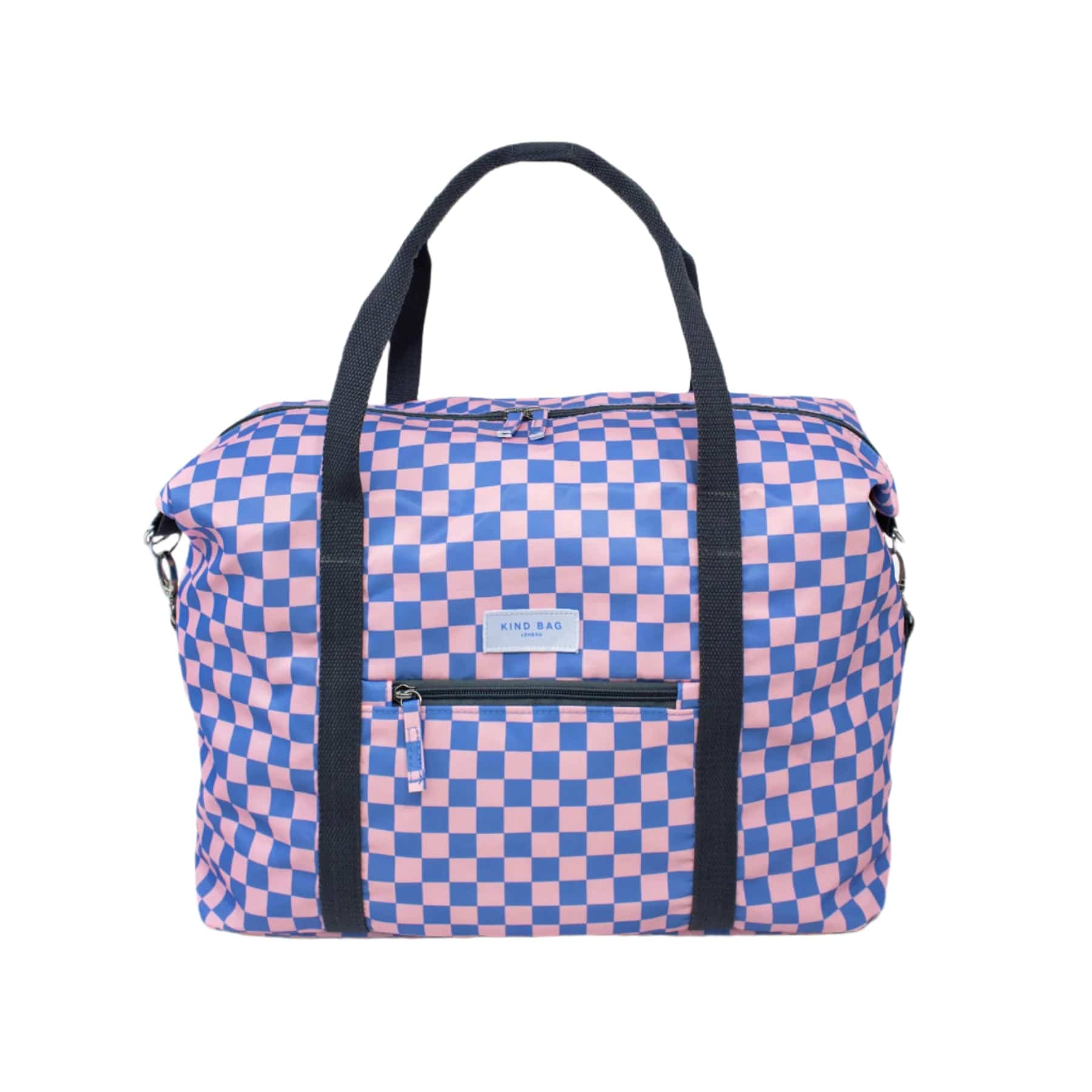 Weekender bag checkerboard blue & pink