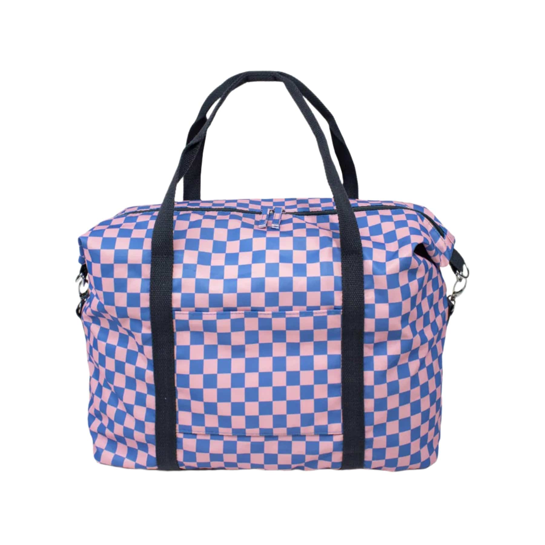 Weekender bag checkerboard blue & pink
