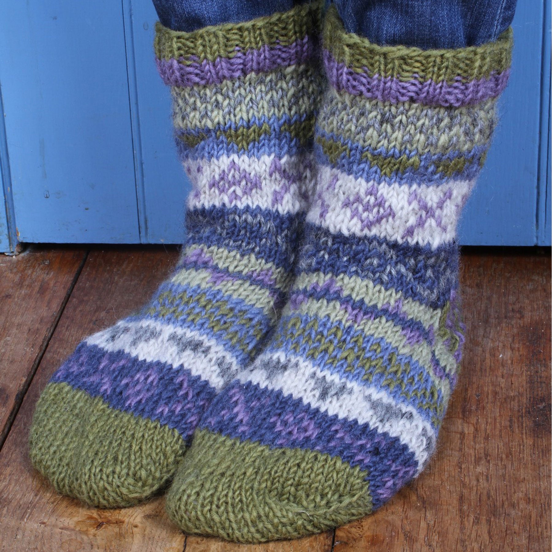 Womens classic fairisle olive sofa socks