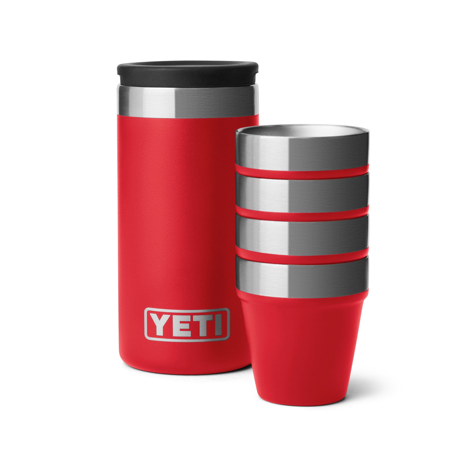 Shot glasses with carrying case rescue red
