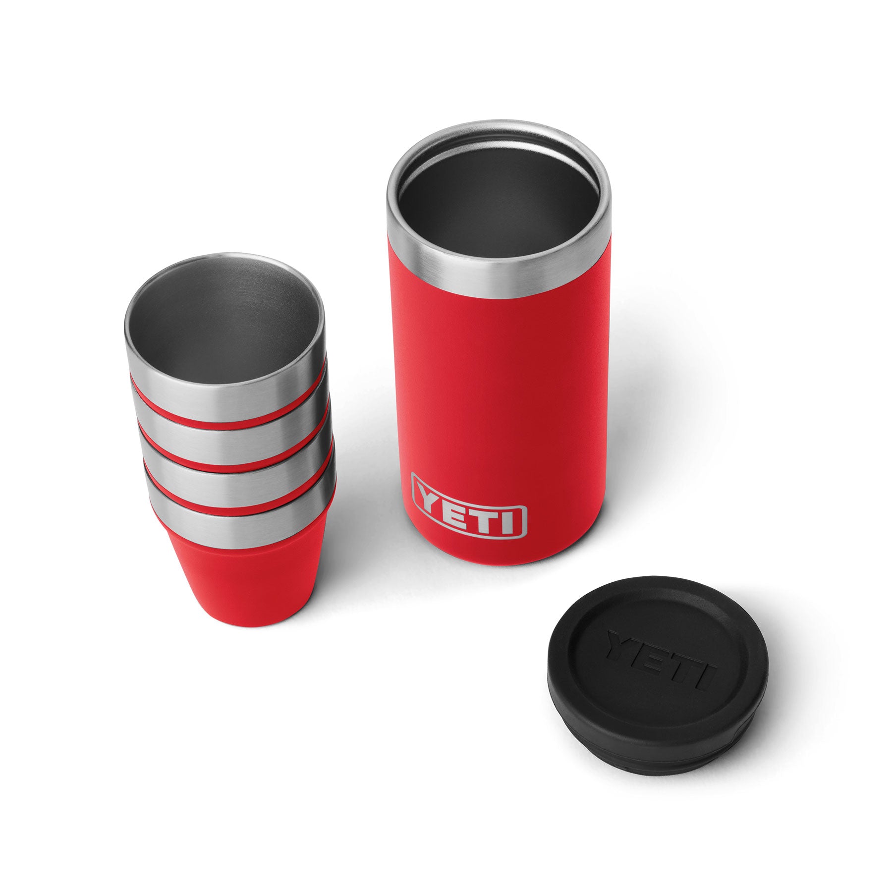 Shot glasses with carrying case rescue red