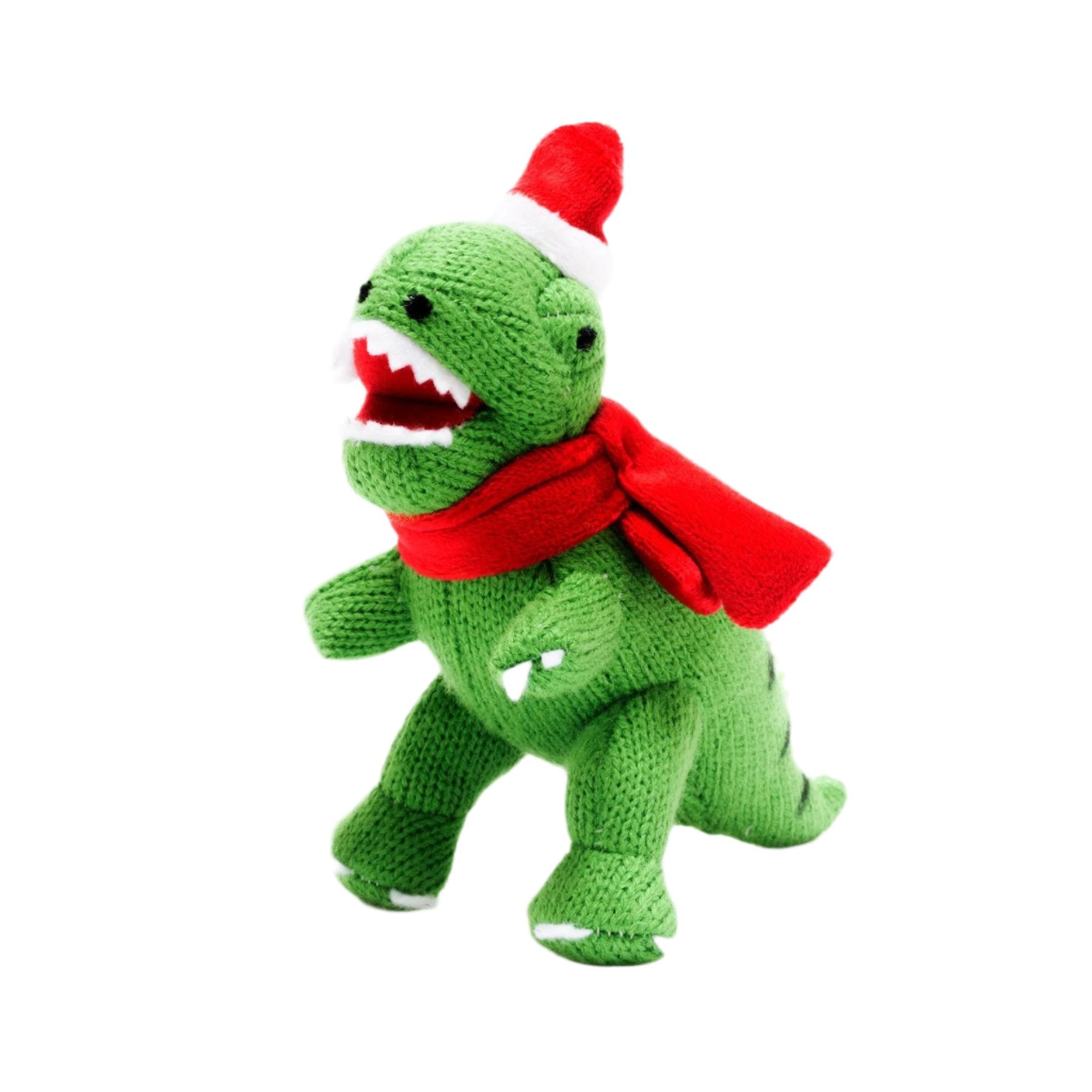 Knitted t-rex hanging decoration