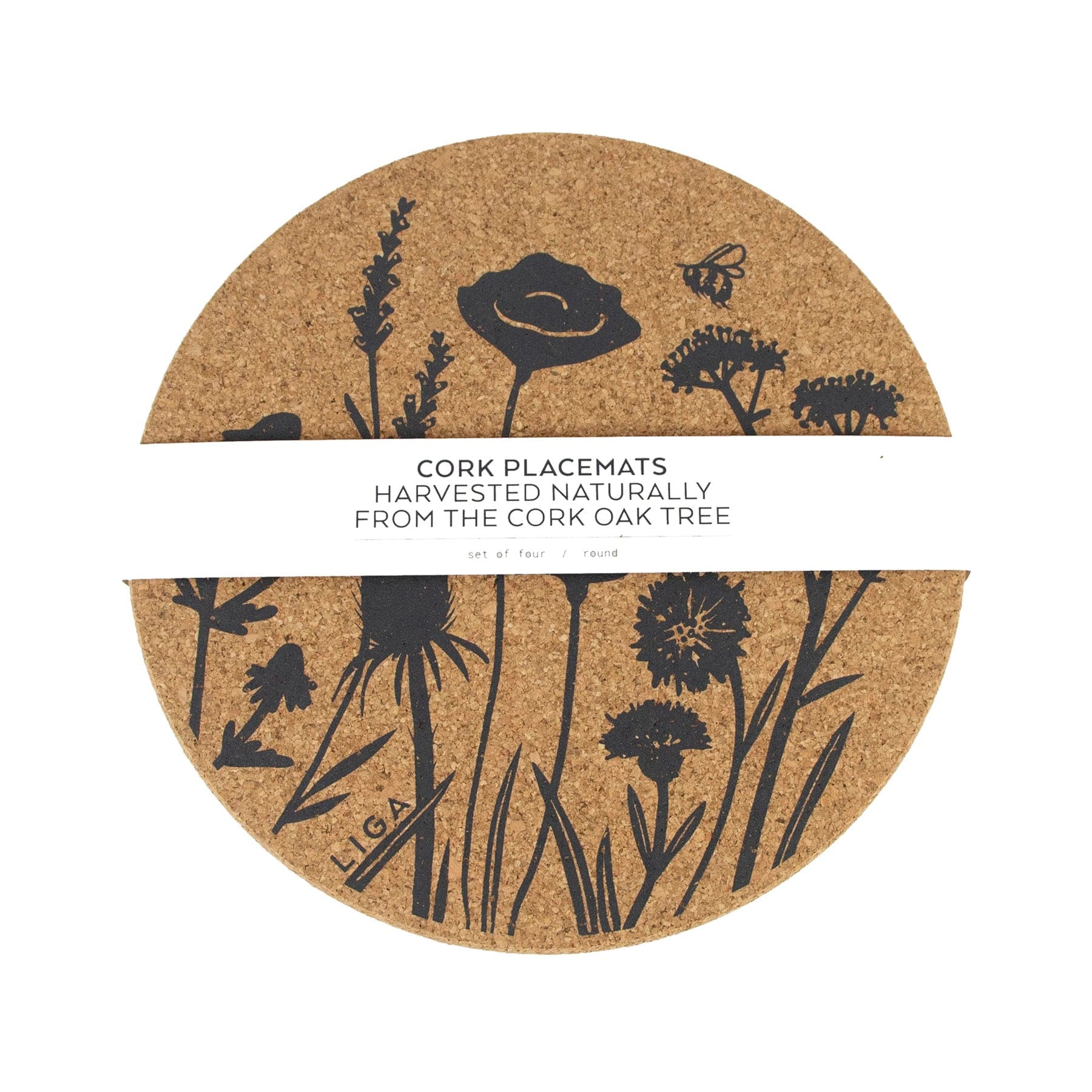 Cork wildflower placemat set