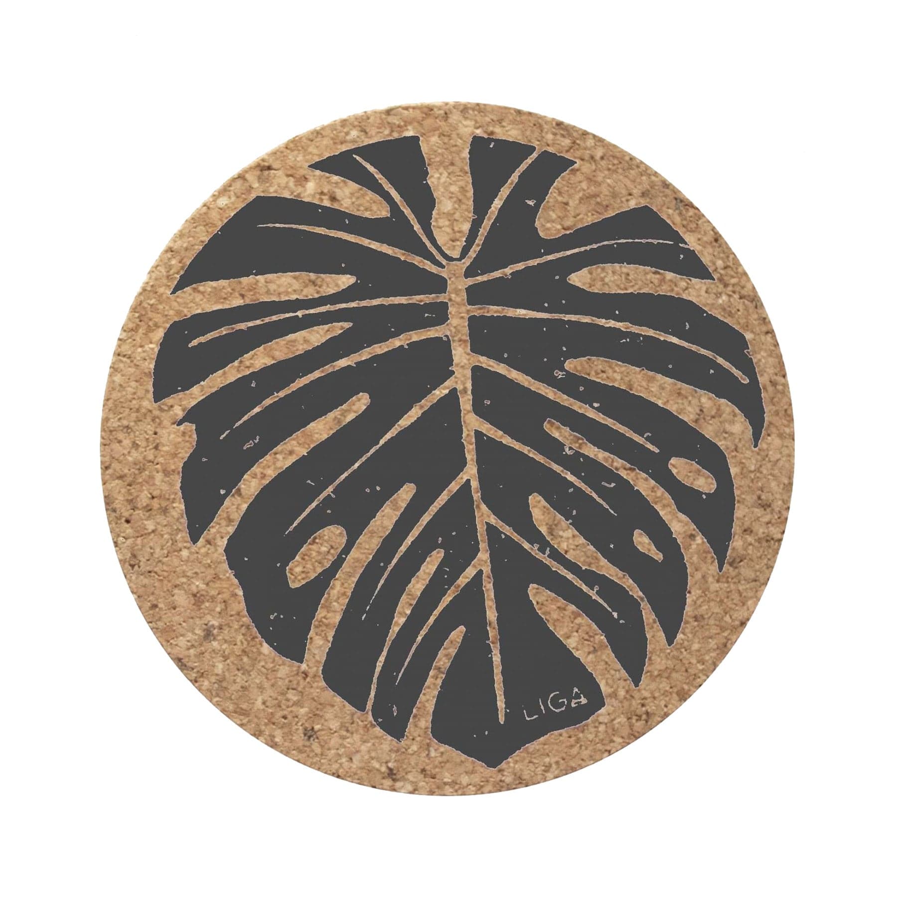 Cork monstera coaster